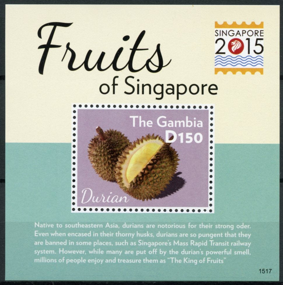 Gambia 2015 MNH Nature Stamps Fruits of Singapore 2015 Durian Flora 1v S/S