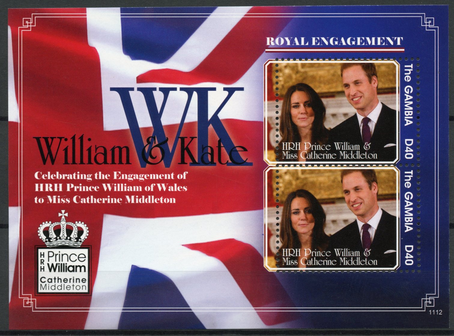 Gambia 2011 Royal Engagement 2v S/S I Prince William Kate Middleton