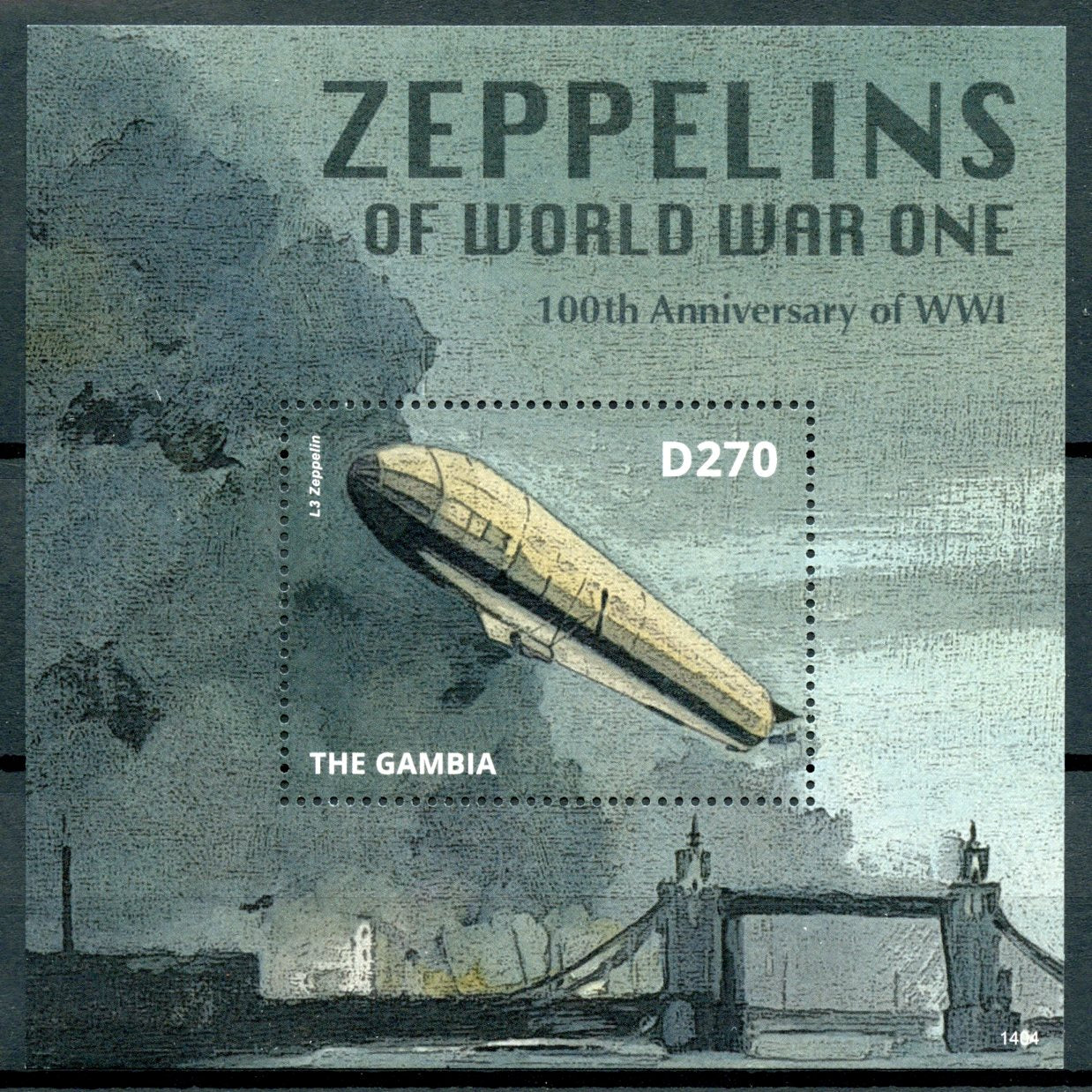 Gambia 2014 MNH WWI WW1 Zeppelins of World War I 100th 1v S/S Aviation Stamps