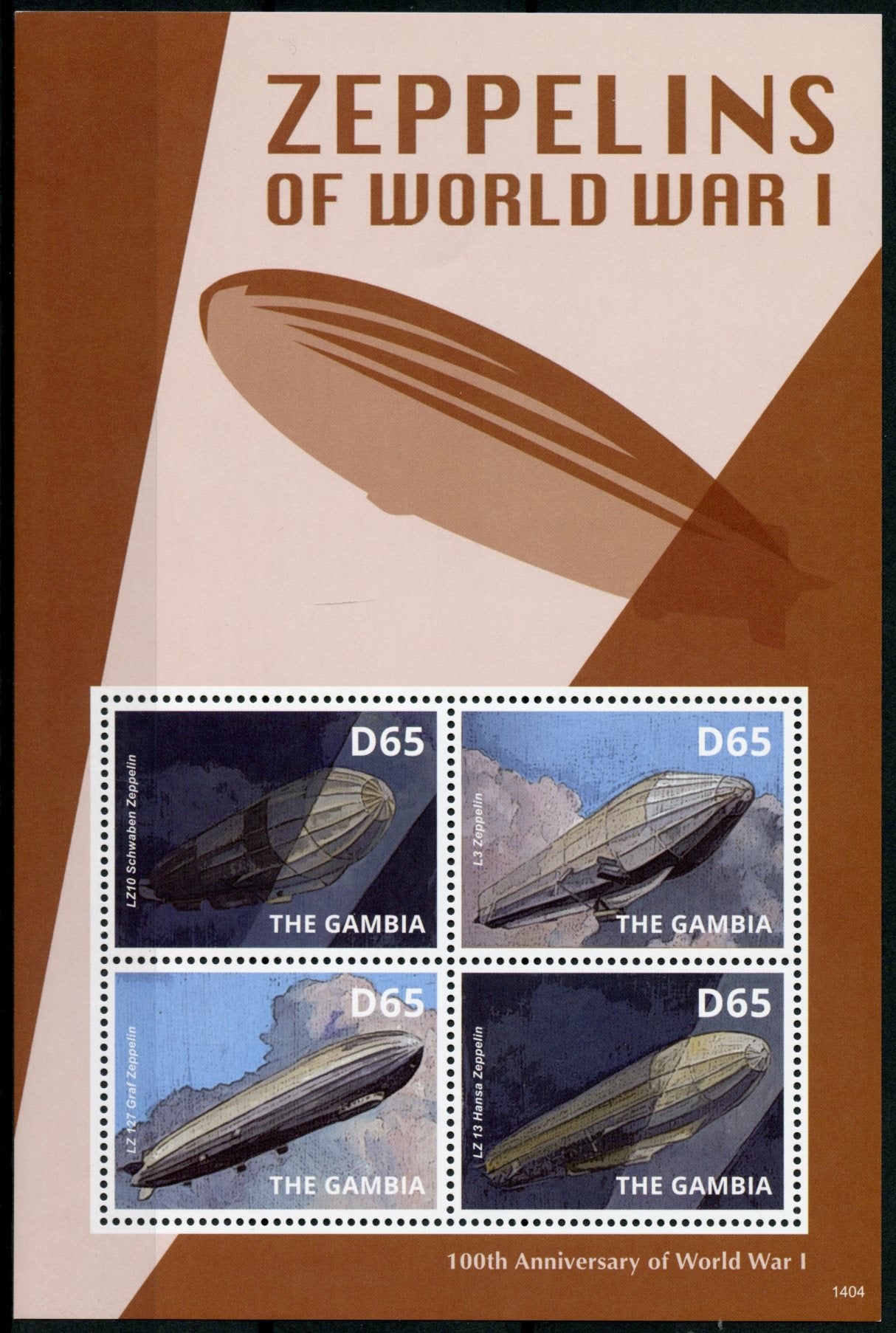 Gambia 2014 MNH WWI WW1 Zeppelins of World War I 4v M/S Aviation Stamps