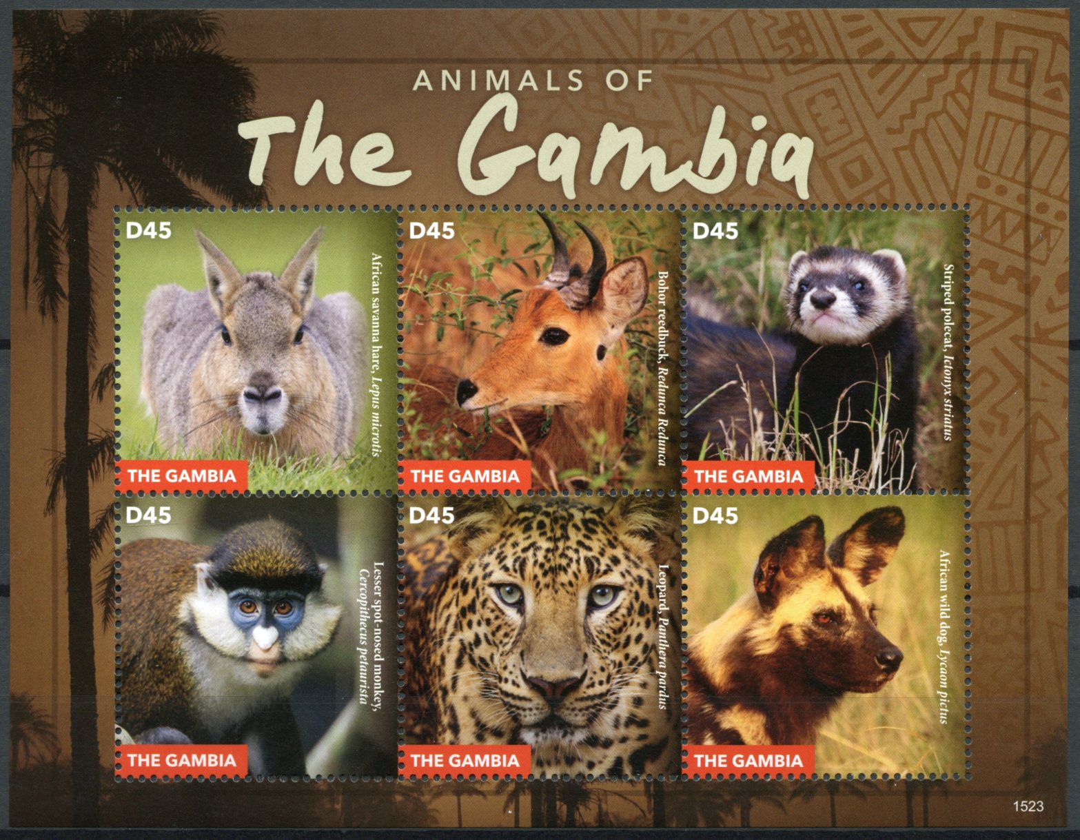 Gambia 2015 MNH Wild Animals Stamps Animals of Gambia Leopards Monkeys 6v M/S
