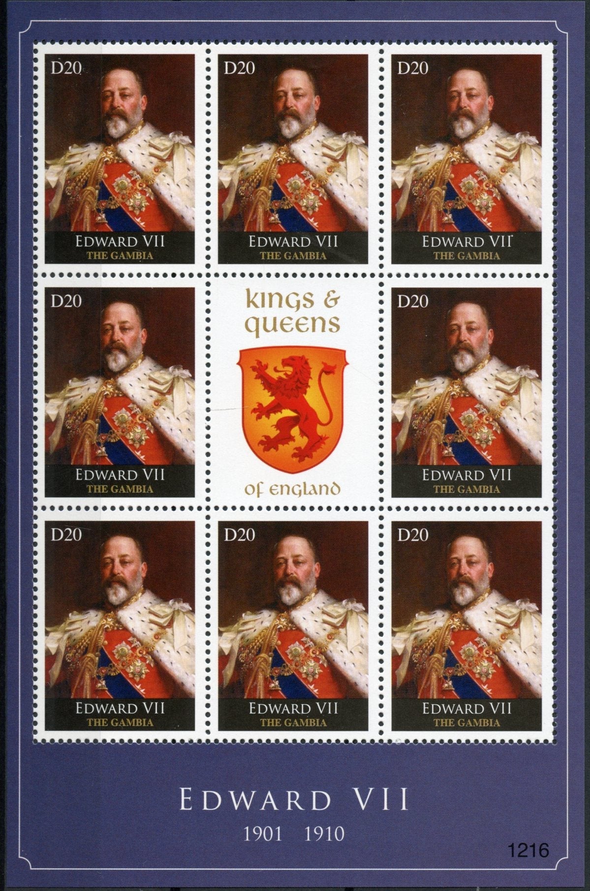 Gambia 2012 MNH Royalty Stamps Kings & Queens of England Edward VII 8v M/S