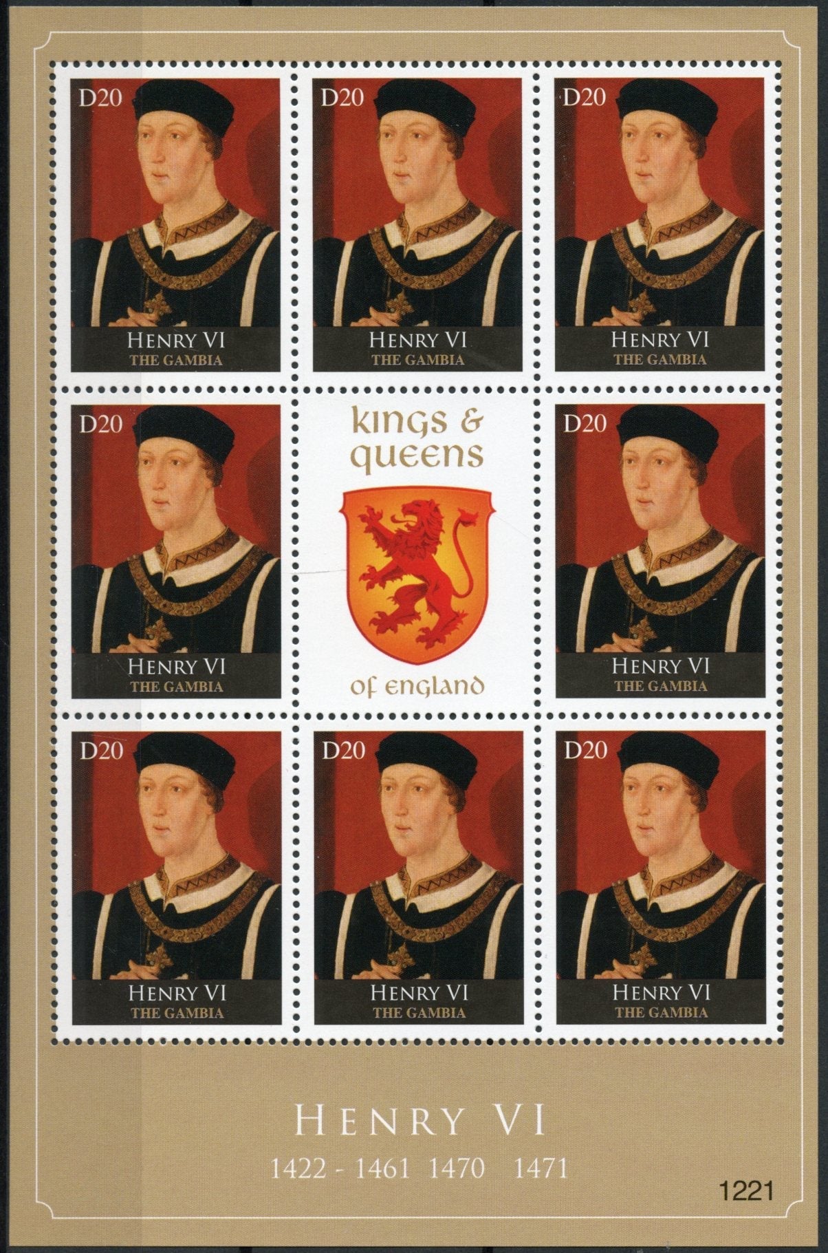 Gambia 2012 MNH Royalty Stamps Kings & Queens of England Henry VI 8v M/S