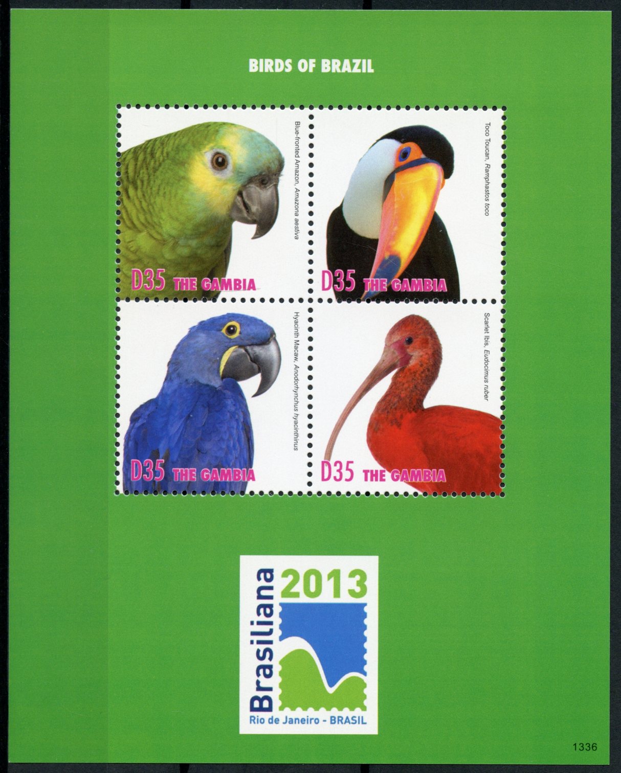 Gambia 2013 MNH Birds of Brazil on Stamps Amazons Toucans Macaws Brasiliana 4v M/S
