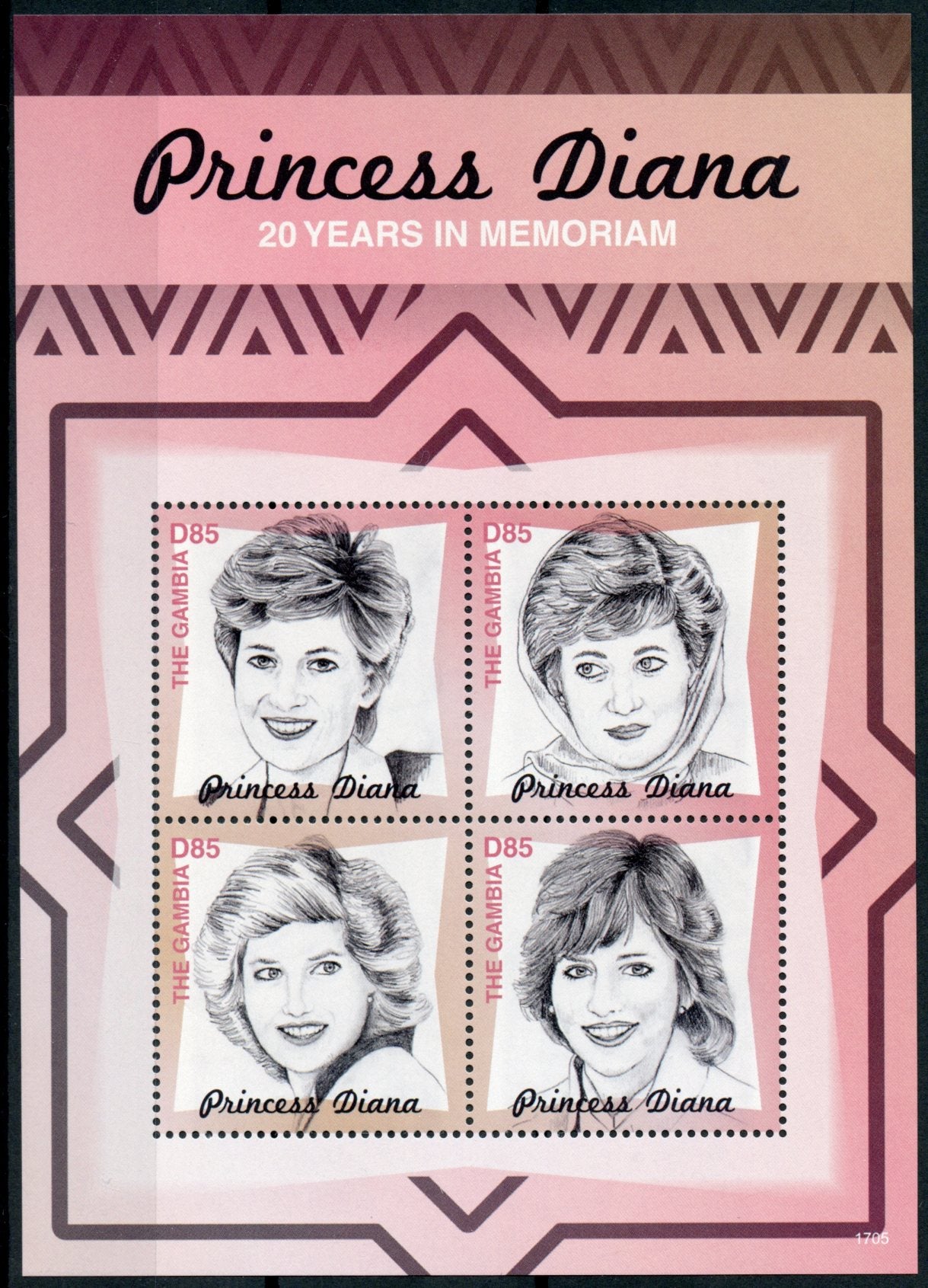 Gambia 2017 MNH Princess Diana 20th Memorial Anniv 4v M/S Royalty Stamps