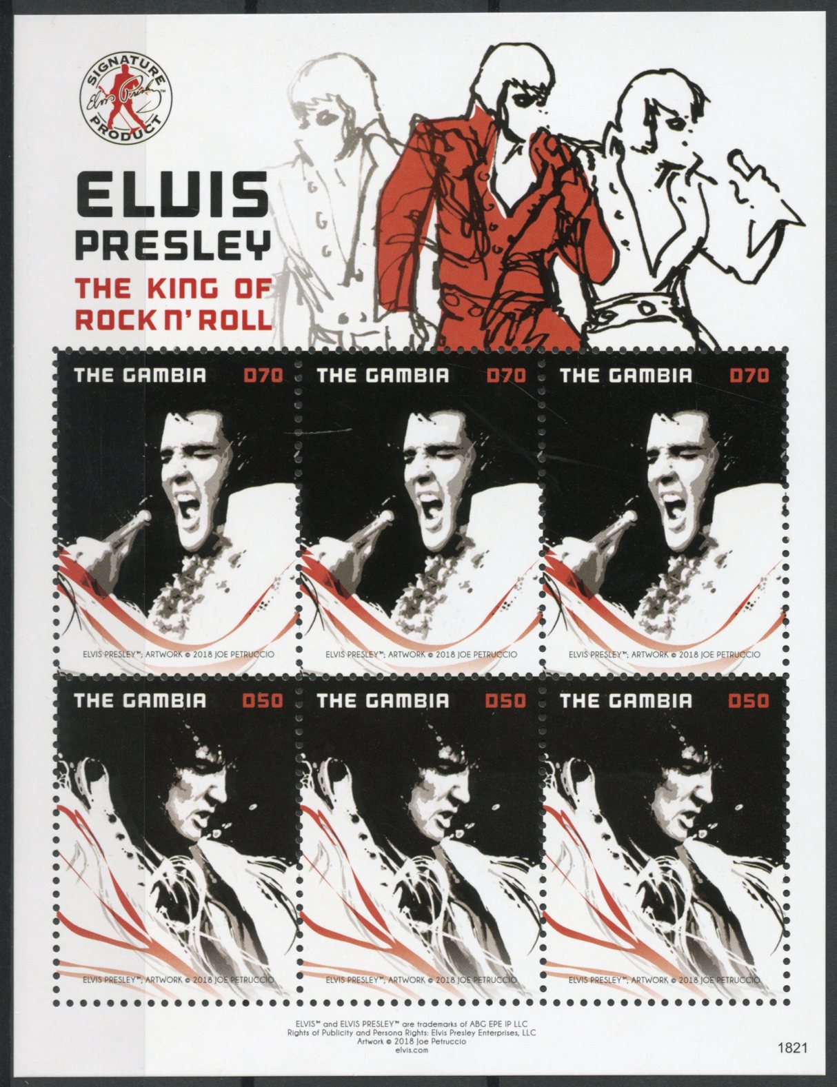 Gambia 2018 MNH Music Stamps Elvis Presley King Rock n' Roll Celebrities 6v M/S