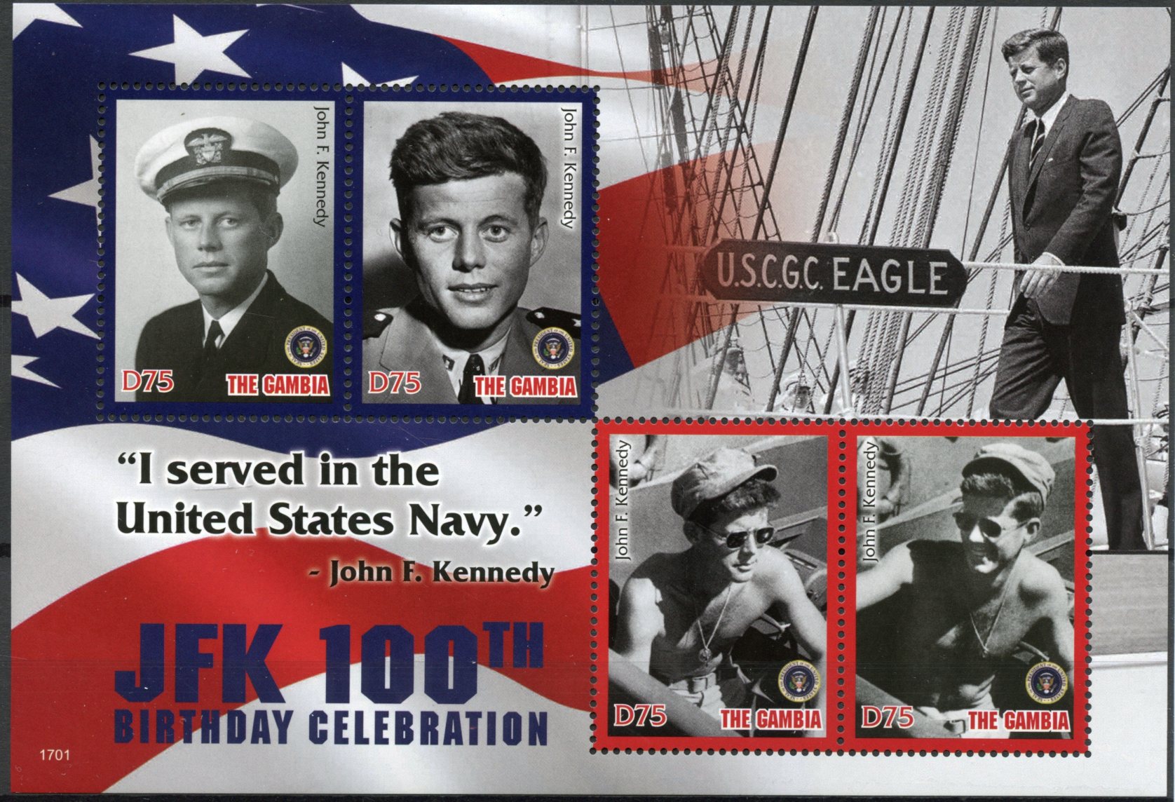 Gambia 2017 MNH JFK John F Kennedy 100th Birthday 4v M/S I US Presidents Stamps