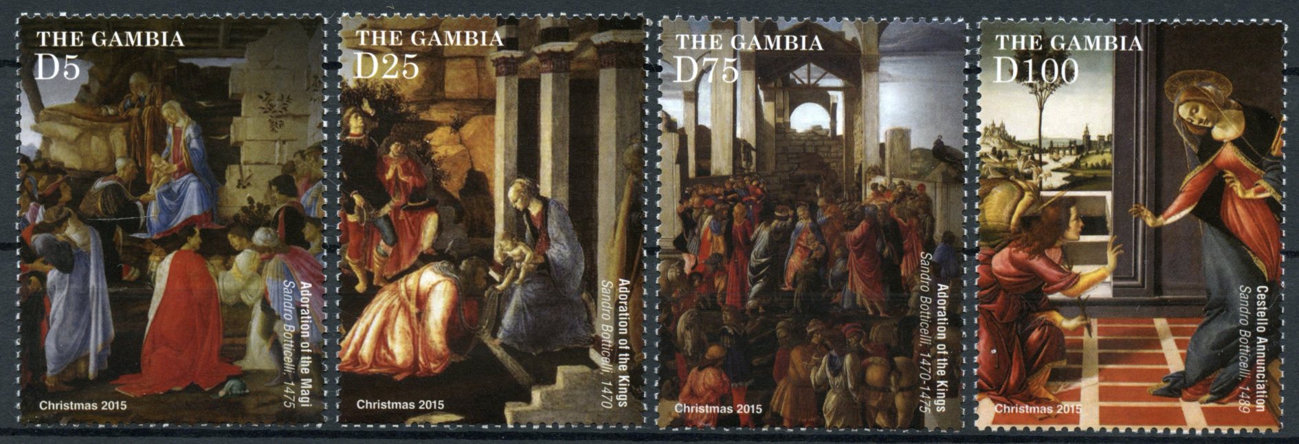 Gambia 2015 MNH Christmas Stamps Sandro Botticelli Paintings Art Adoration Kings 4v Set