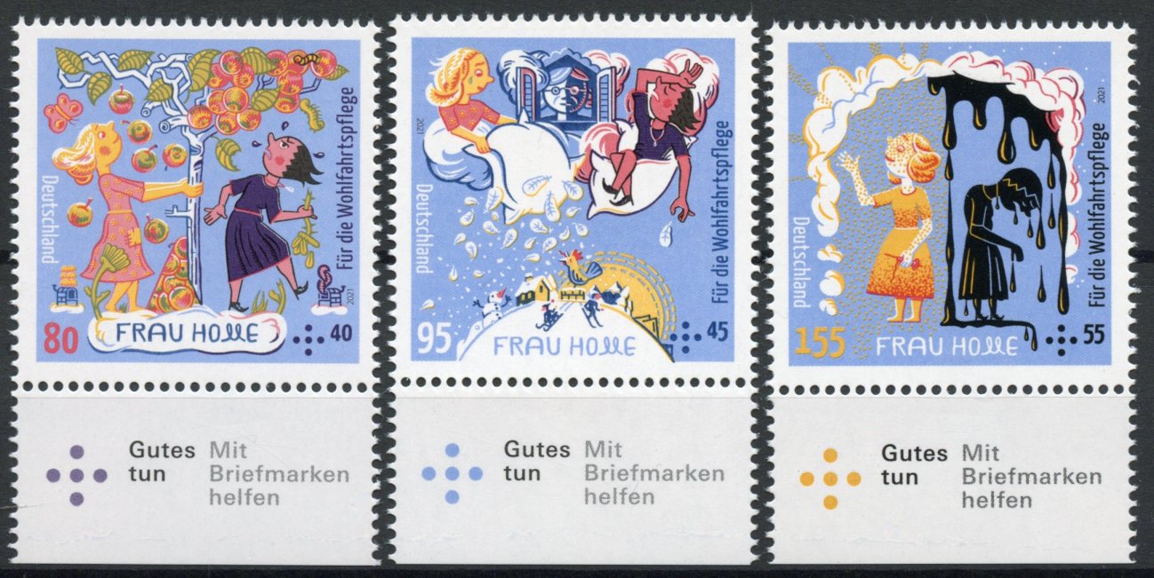 Germany 2021 MNH Literature Stamps Grimm Fairy Tales Frau Holle 3v Set B