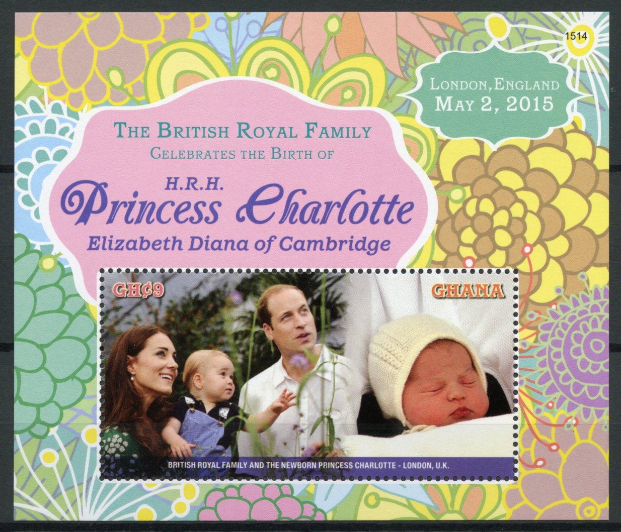 Ghana Royalty Stamps 2015 MNH Princess Charlotte Royal Baby William Kate 1v S/S