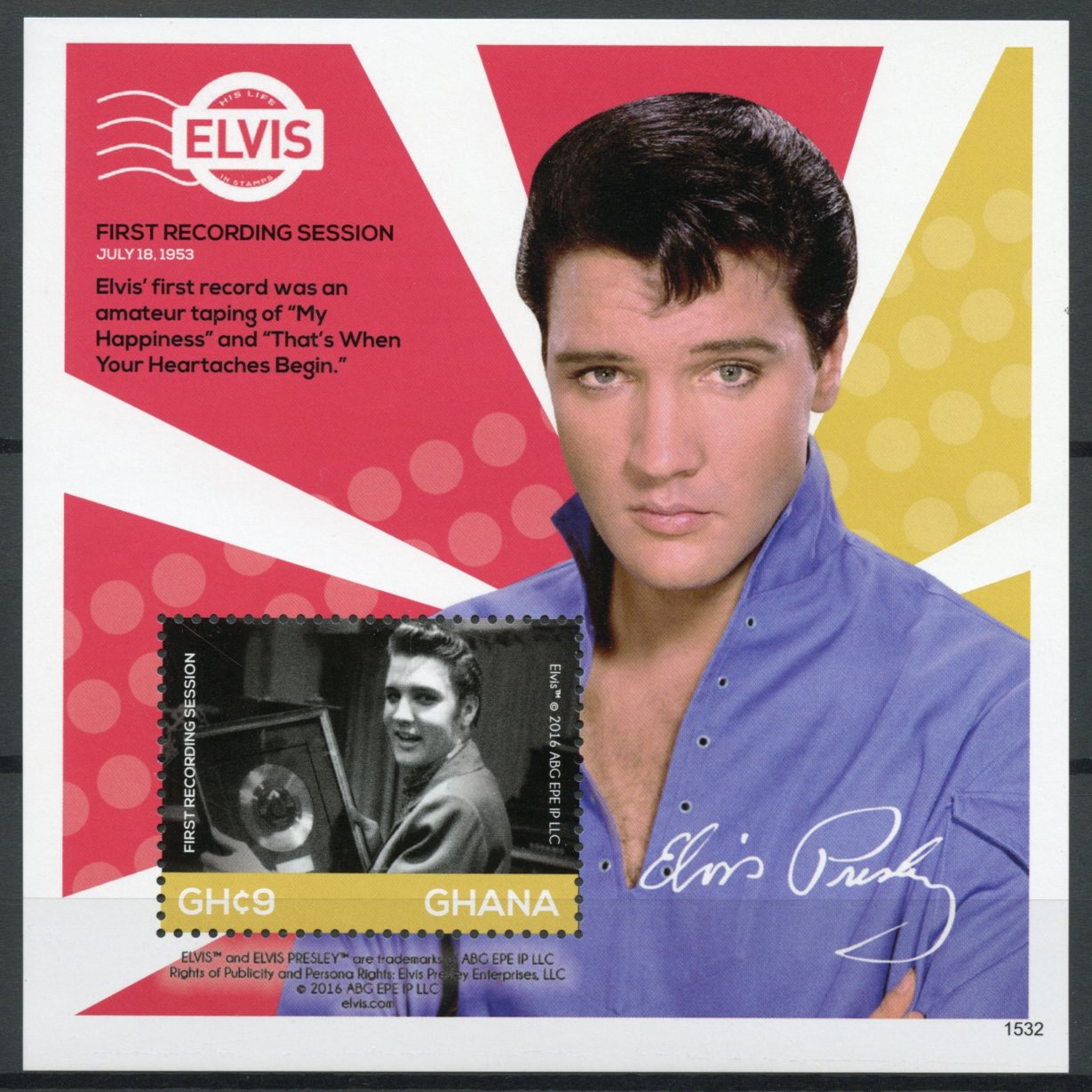 Ghana 2015 MNH Elvis His Life in Stamps 1v S/S I First Recording Celebrities