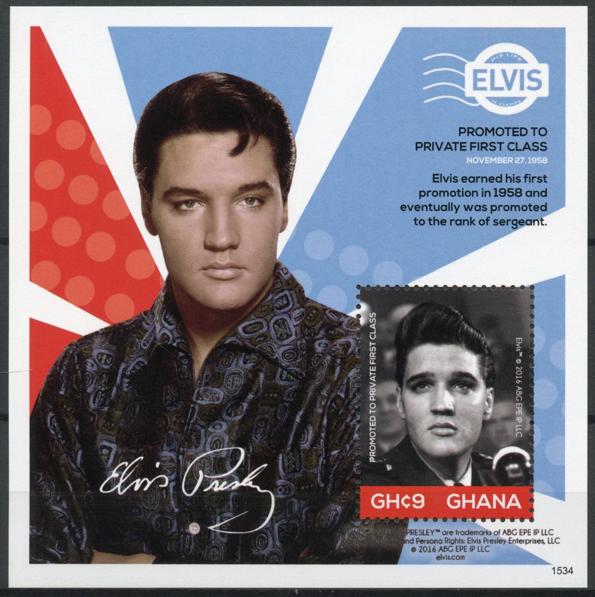 Ghana 2015 MNH Elvis Presley His Life in Stamps Promotion to Private Celebrities 1v S/S III