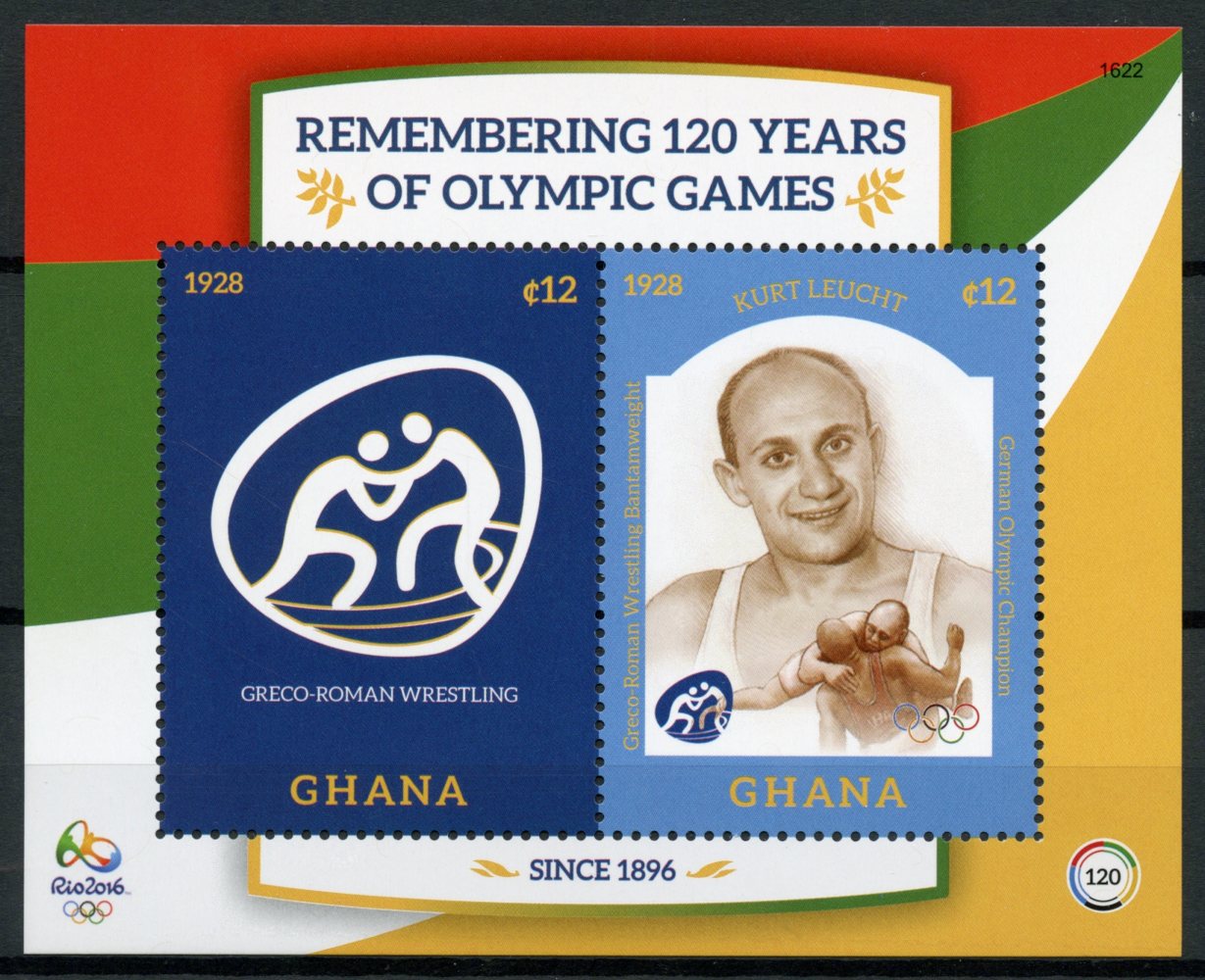 Ghana 2016 MNH Olympic Games 120 Yrs Rio Summer Olympics 2v S/S Wrestling Stamps