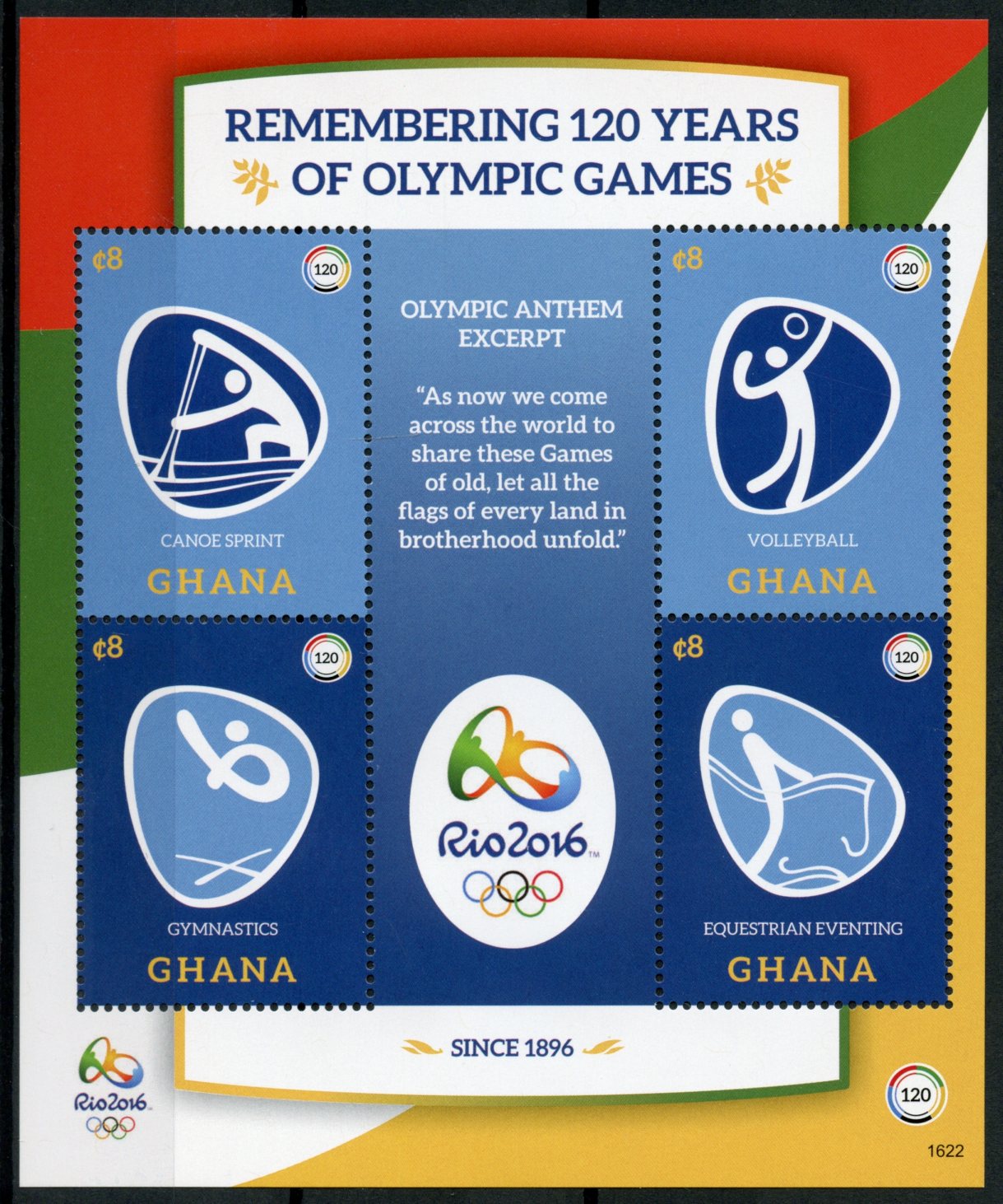 Ghana 2016 MNH Olympic Games 120 Yrs Rio Summer Olympics 4v M/S I Stamps