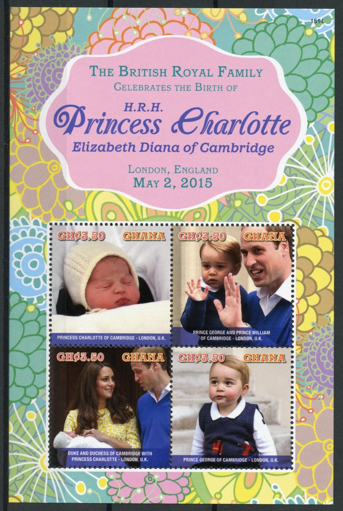 Ghana 2015 MNH Royalty Stamps Princess Charlotte Royal Baby Prince William 4v M/S