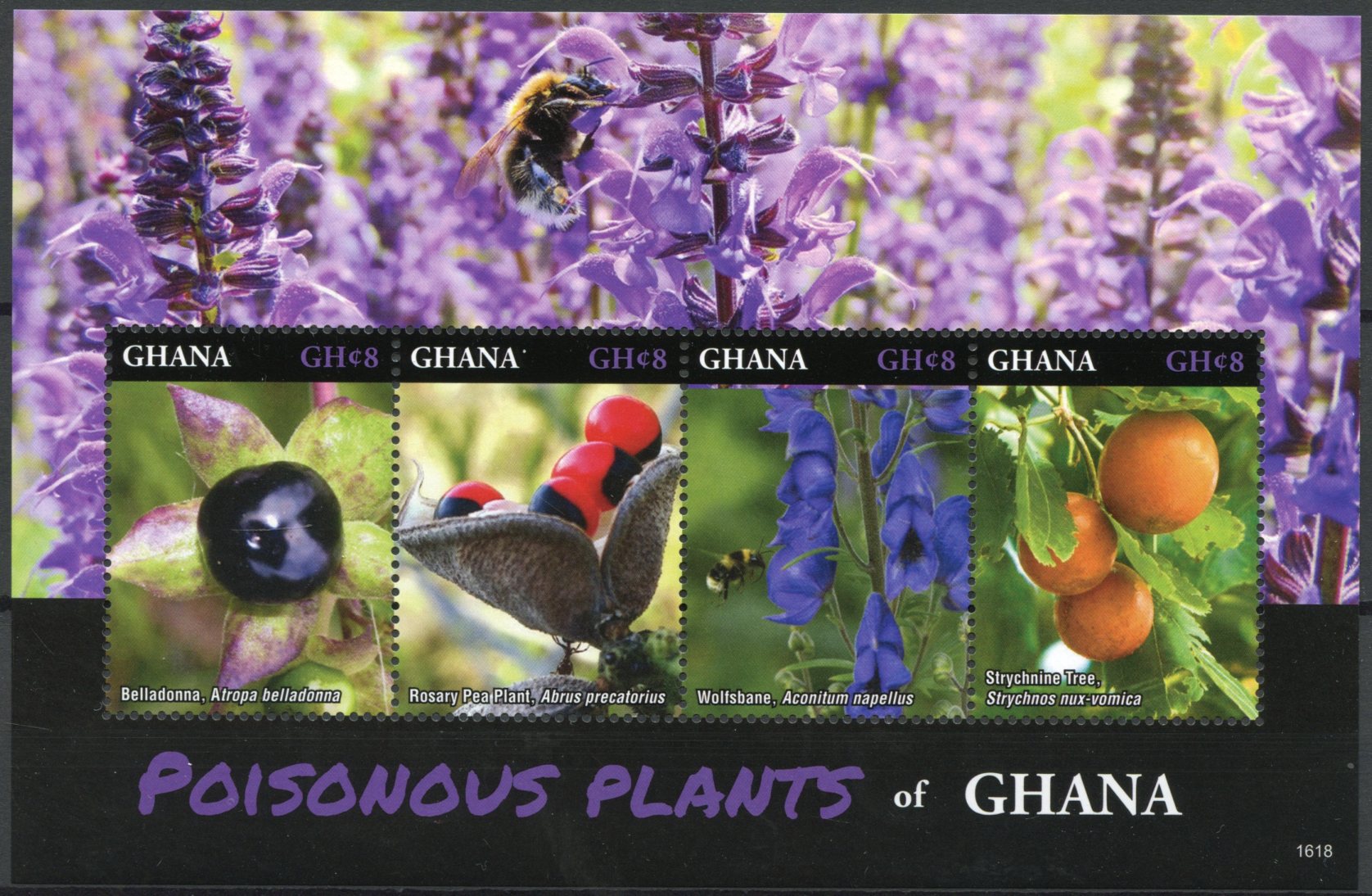 Ghana 2016 MNH Poisonous Plants 4v M/S Wolfsbane Strychnine Tree Trees Stamps