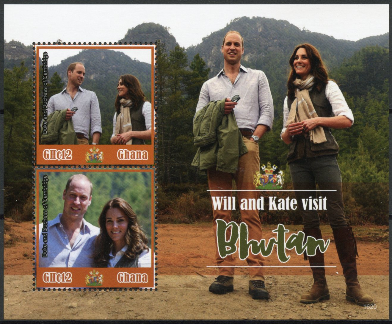 Ghana 2016 MNH Prince William & Kate Visit Bhutan 2v S/S Royalty Stamps