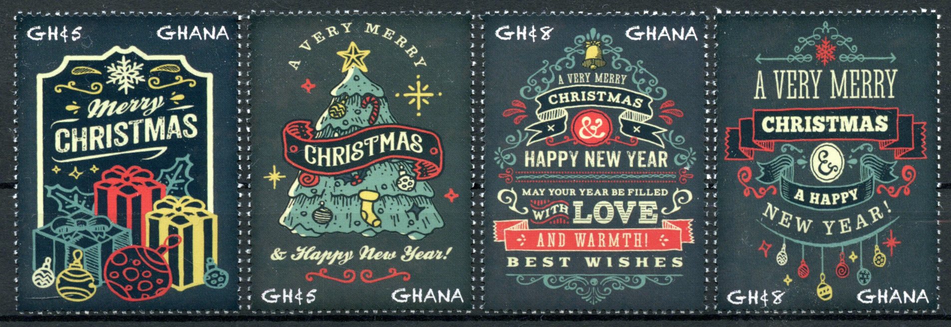 Ghana 2016 MNH Christmas Stamps Merry Christmas & Happy New Year Ornaments 4v Set