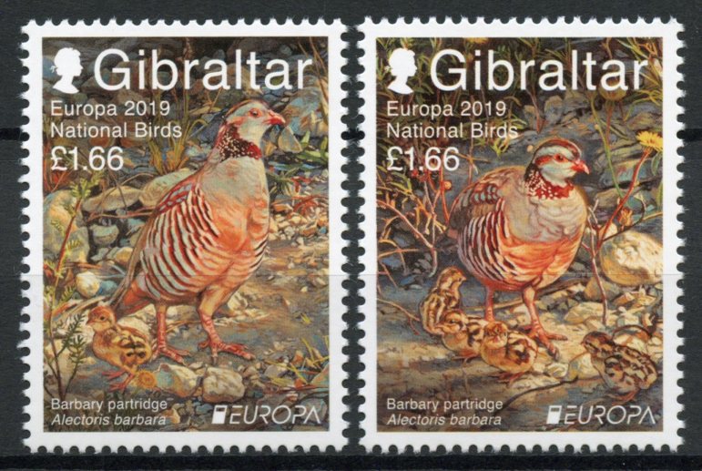 Gibraltar 2019 MNH National Birds Europa Barbary Partridge 2v Set Stamps