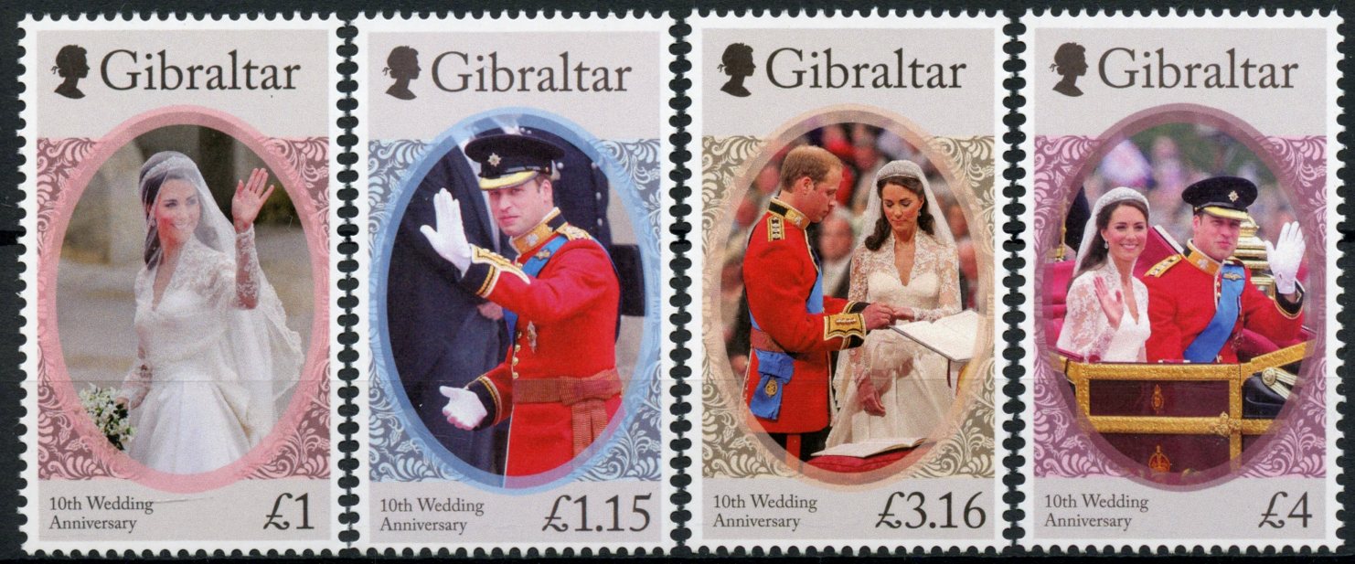 Gibraltar Royalty Stamps 2021 MNH Prince William & Kate - 10th Wedding Anniv 4v Set