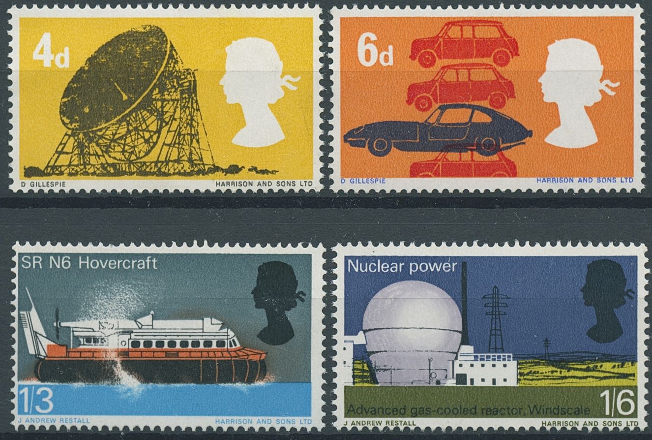 GB 1966 MNH Stamps British Technology Hovercraft Cars Telescopes 4v Set