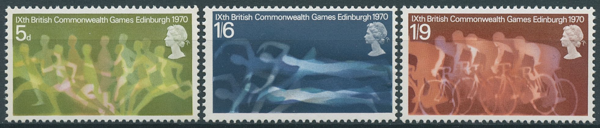 GB 1970 MNH Sports Stamps Commonwealth Games Edinburgh Cycling Swimming 3v Set