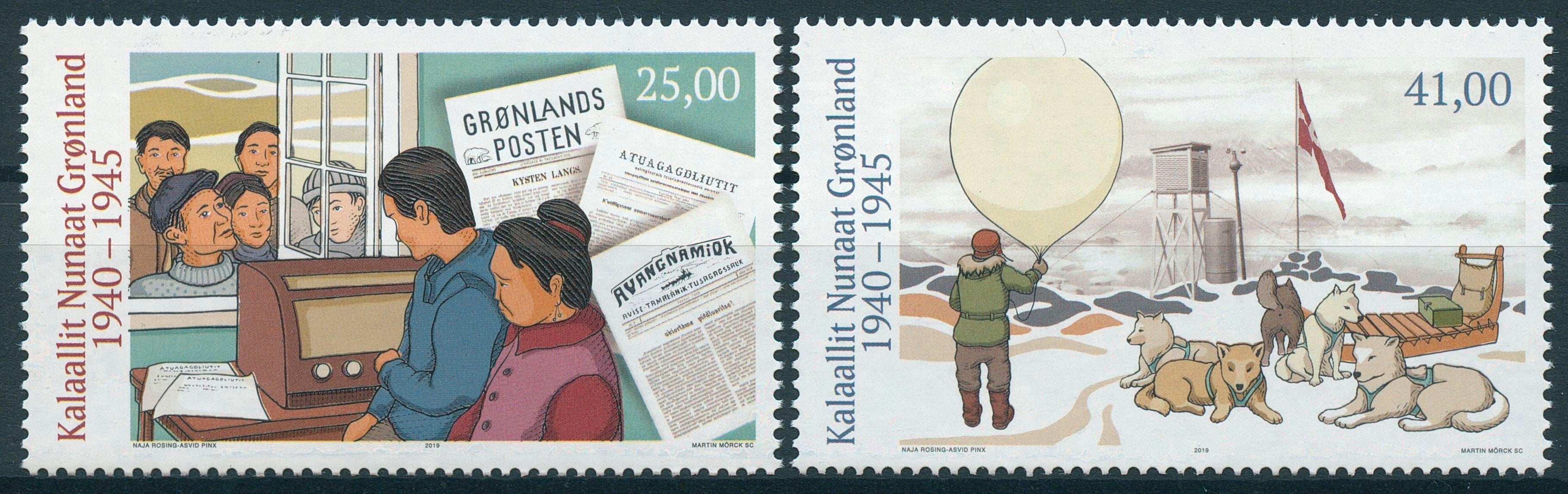 Greenland 2019 MNH Greenland During WWII WW2 Pt IV 2v Set Dogs Military Stamps