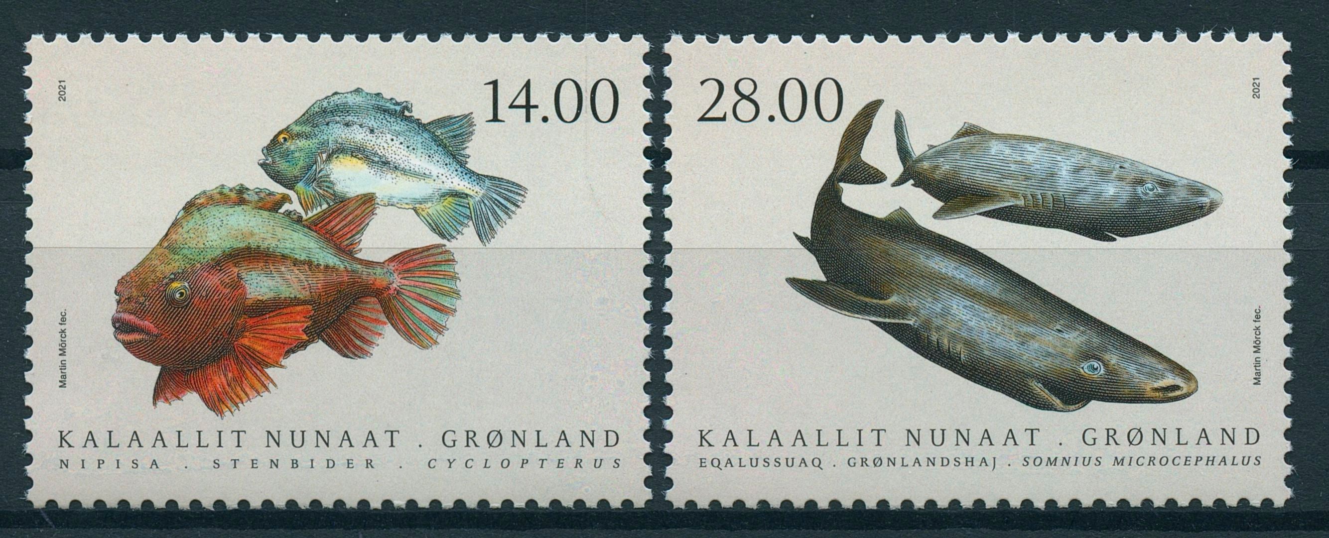 Greenland Fishes Stamps 2021 MNH Fish in Greenland IV Sharks Lumpsucker 2v Set