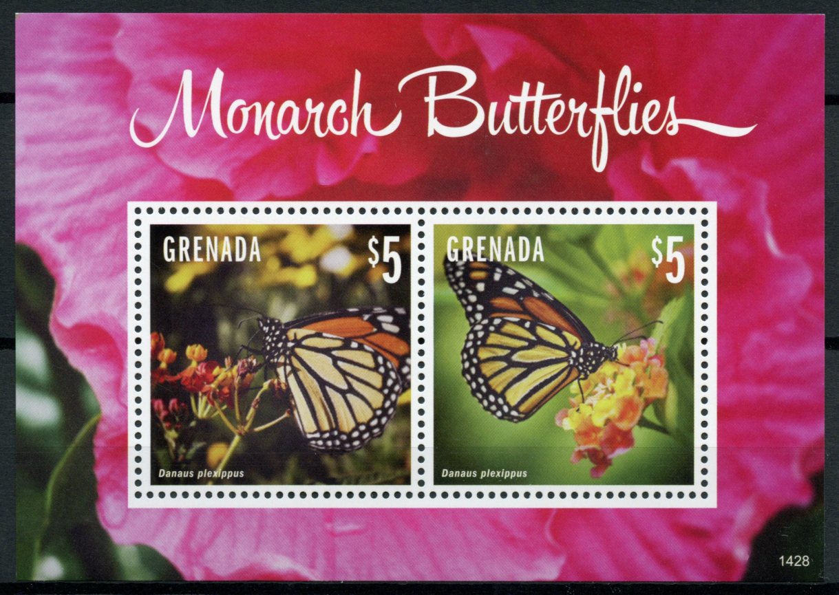Grenada 2014 MNH Monarch Butterflies 2v SS II Insects Butterfly Danaus Plexippus