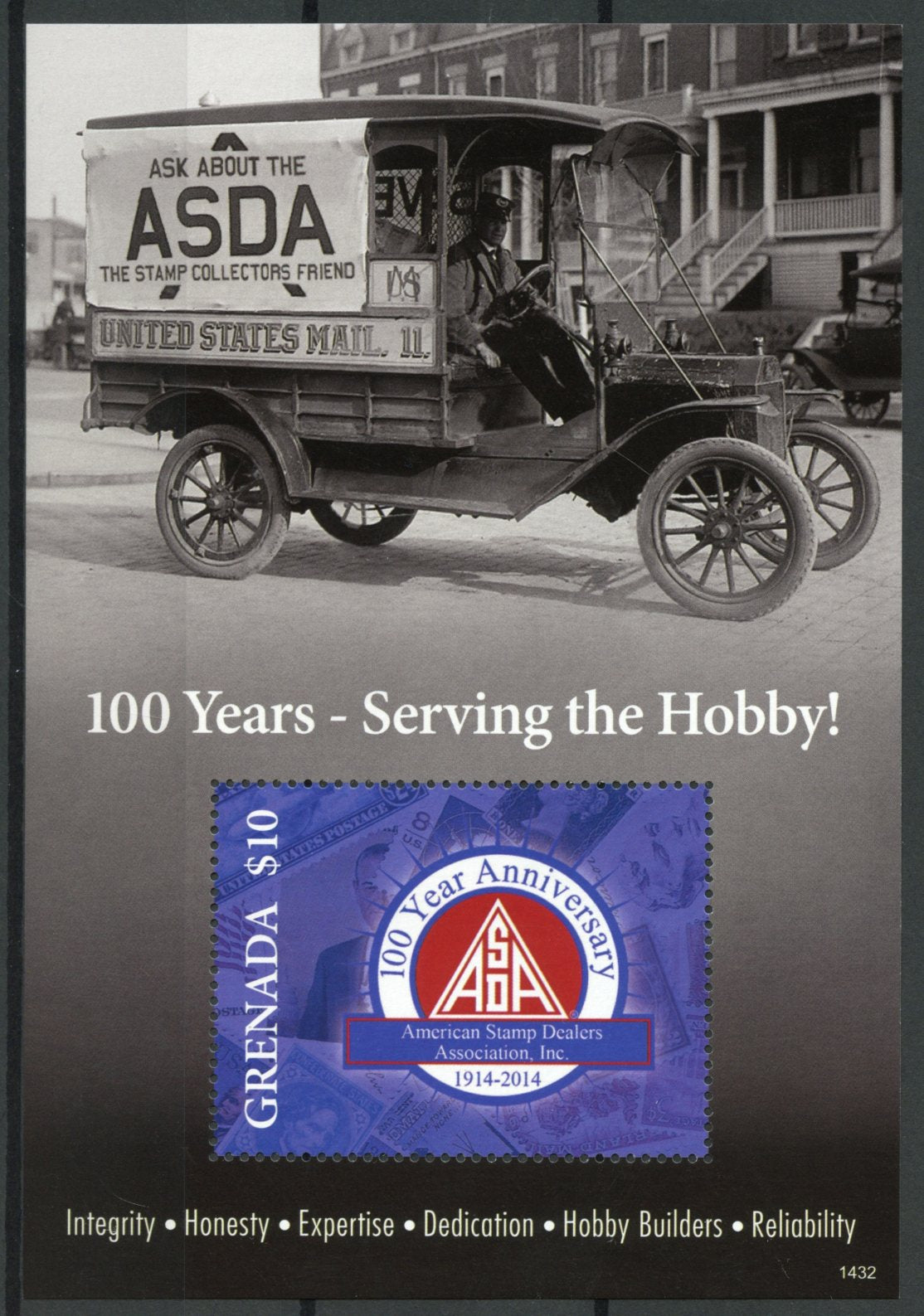 Grenada 2014 MNH ASDA American Stamp Dealers Association 100th Anniv 1v SS II