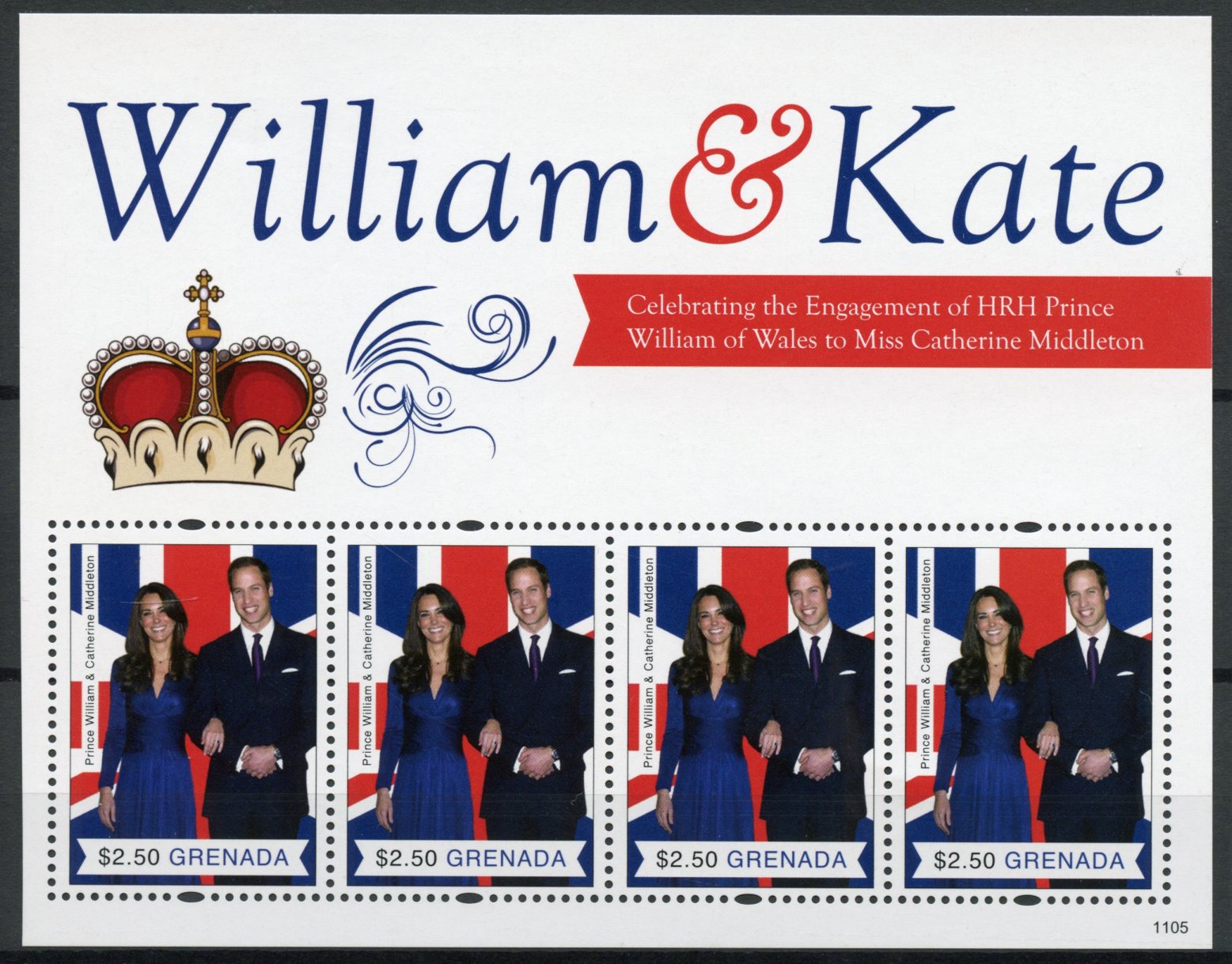 Grenada 2011 MNH Royalty Stamps Royal Engagement Prince William & Kate 4v M/S I