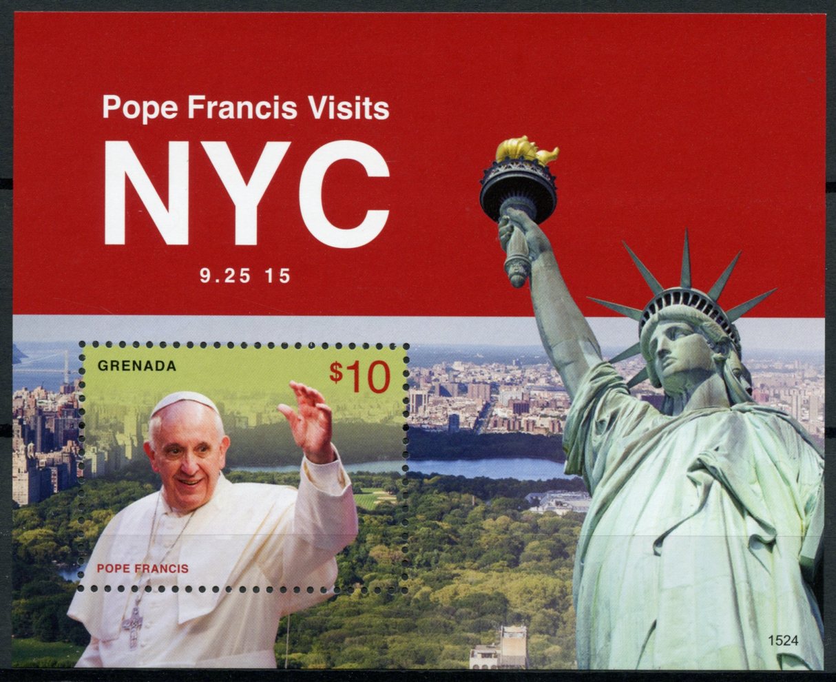 Grenada 2015 MNH Pope Francis NYC New York City 1v S/S Statue of Liberty Stamps