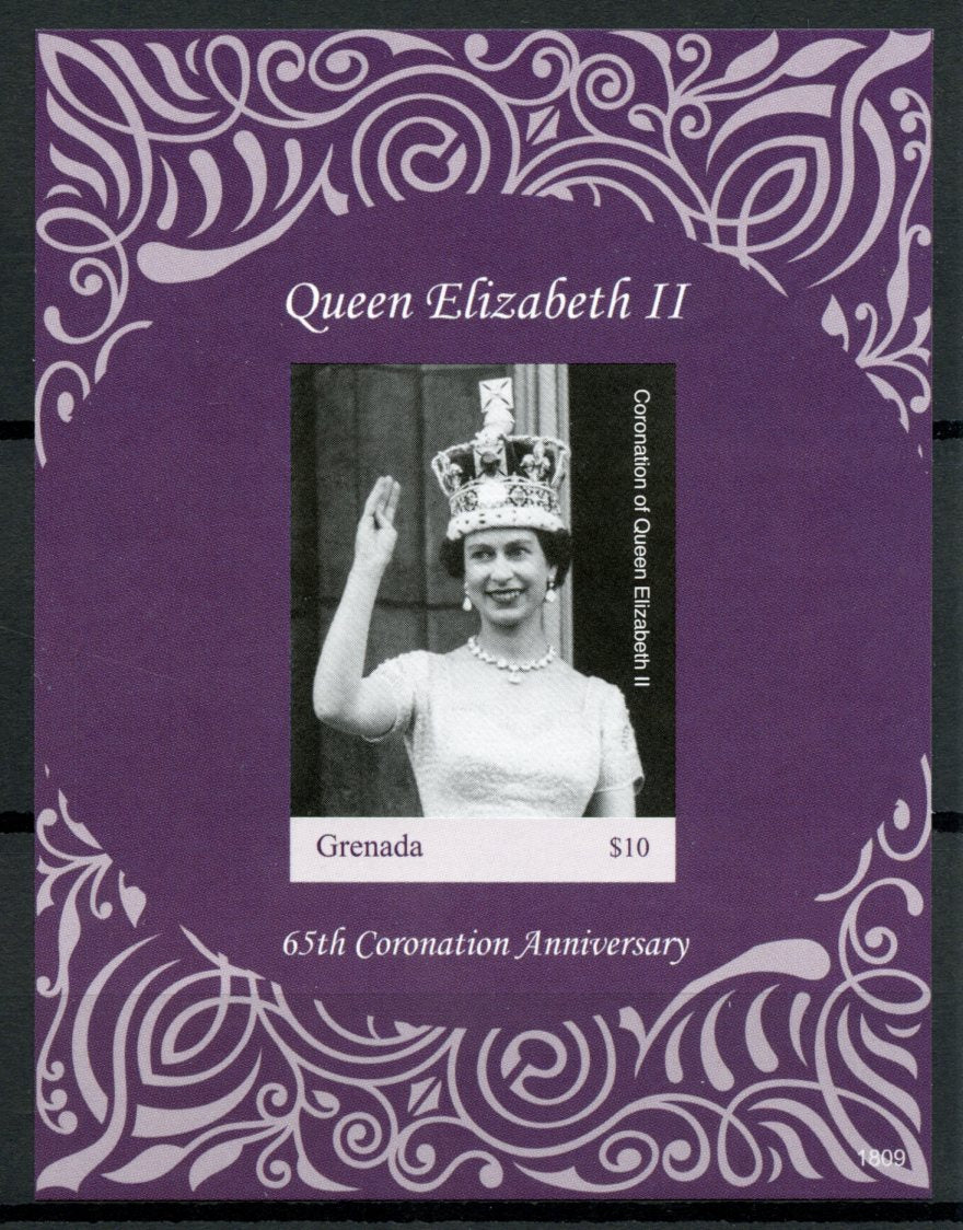 Grenada 2018 MNH Queen Elizabeth II Coronation 65th 1v IMPF S/S Royalty Stamps