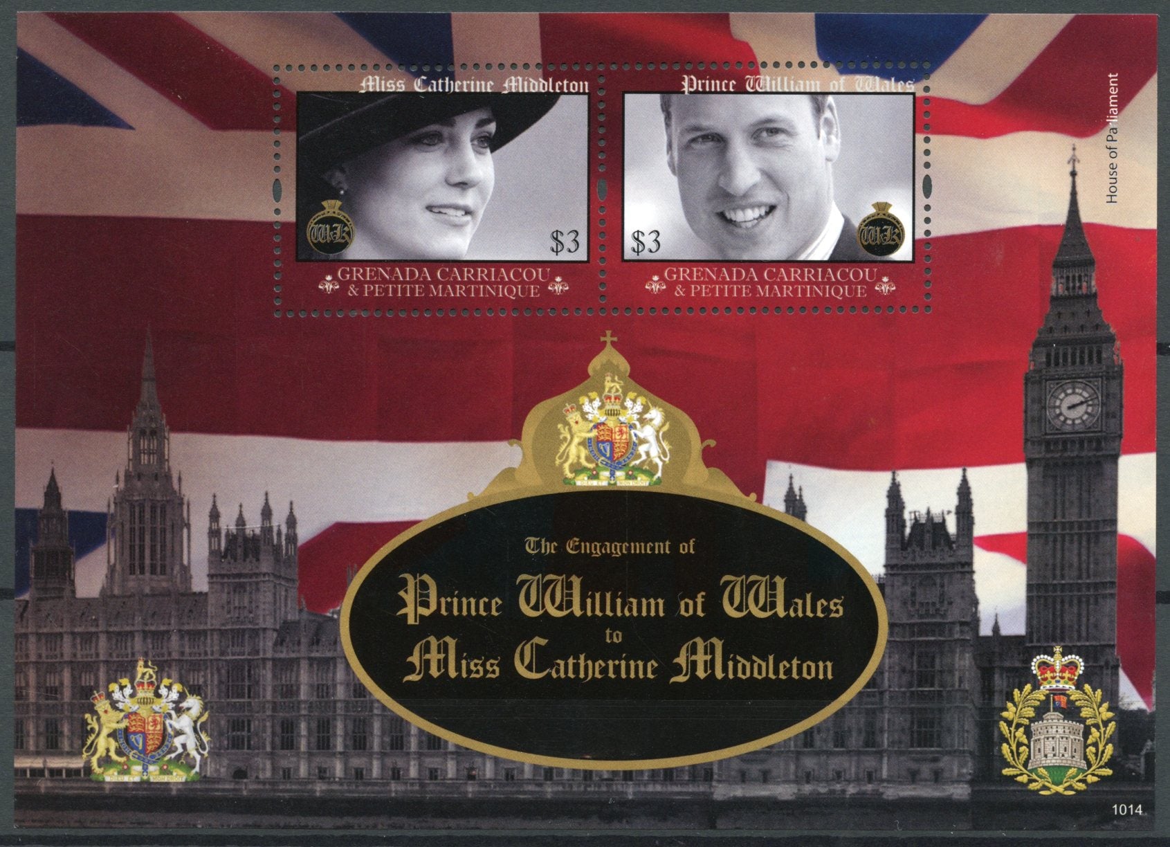 Grenadines Grenada Stamps 2010 MNH Royal Engagement Prince William Kate 2v S/S I