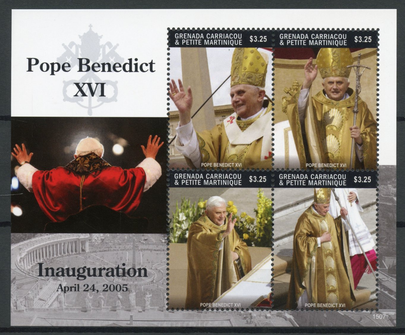 Grenadines Grenada 2015 MNH Pope Benedict XVI Inauguration 4v M/S Popes Stamps