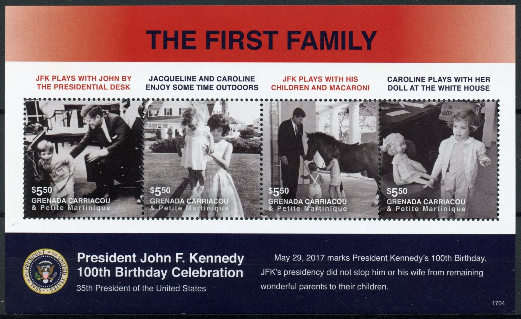 Grenadines Grenada 2017 MNH JFK John F Kennedy 100th Birthday 4v M/S II Stamps
