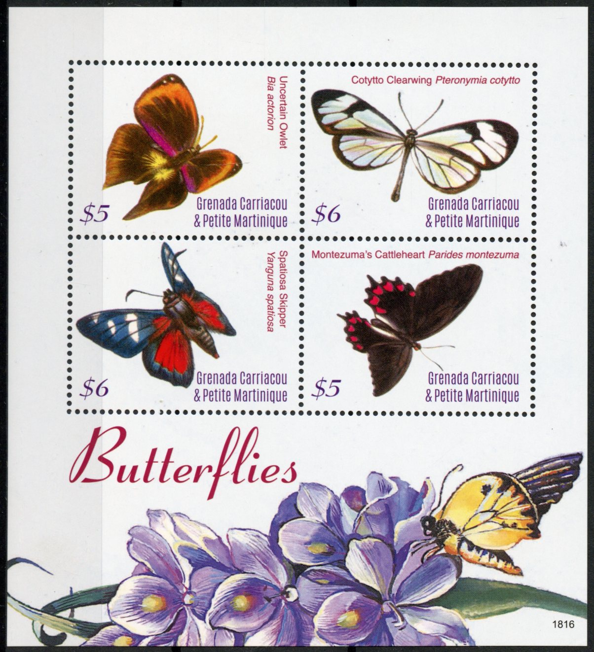 Grenadines of Grenada 2018 MNH Butterflies Owlet Skipper 4v M/S Butterfly Stamps