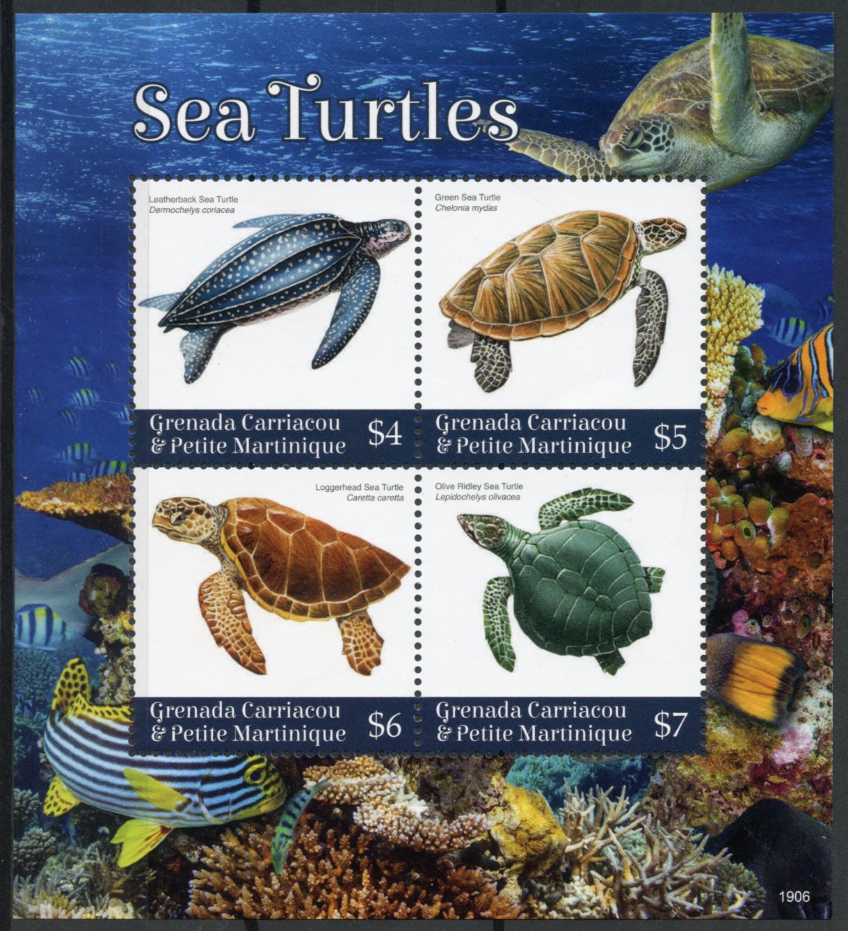 Grenadines Grenada 2019 MNH Sea Turtles Green Sea Turtle 4v M/S Reptiles Stamps