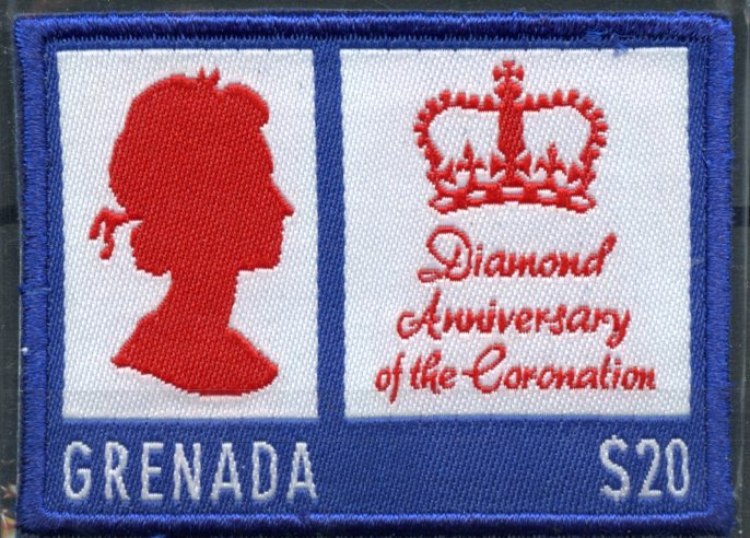 Grenada 2013 MNH Queen Elizabeth II Diamond Coronation 1v Embroidered Stamps $20
