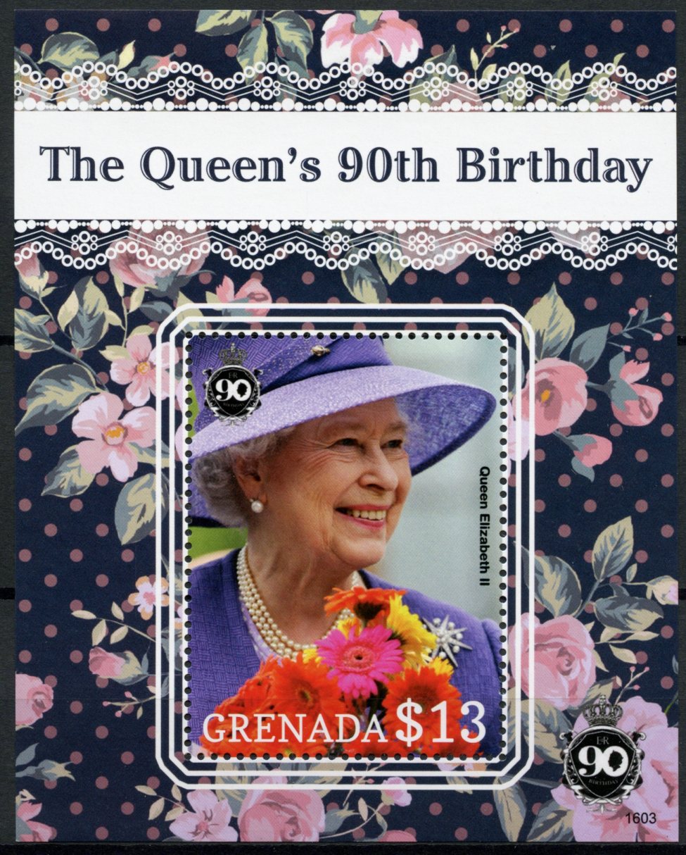 Grenada Royalty Stamps 2016 MNH Queen Elizabeth II 90th Birthday Anniv 1v S/S