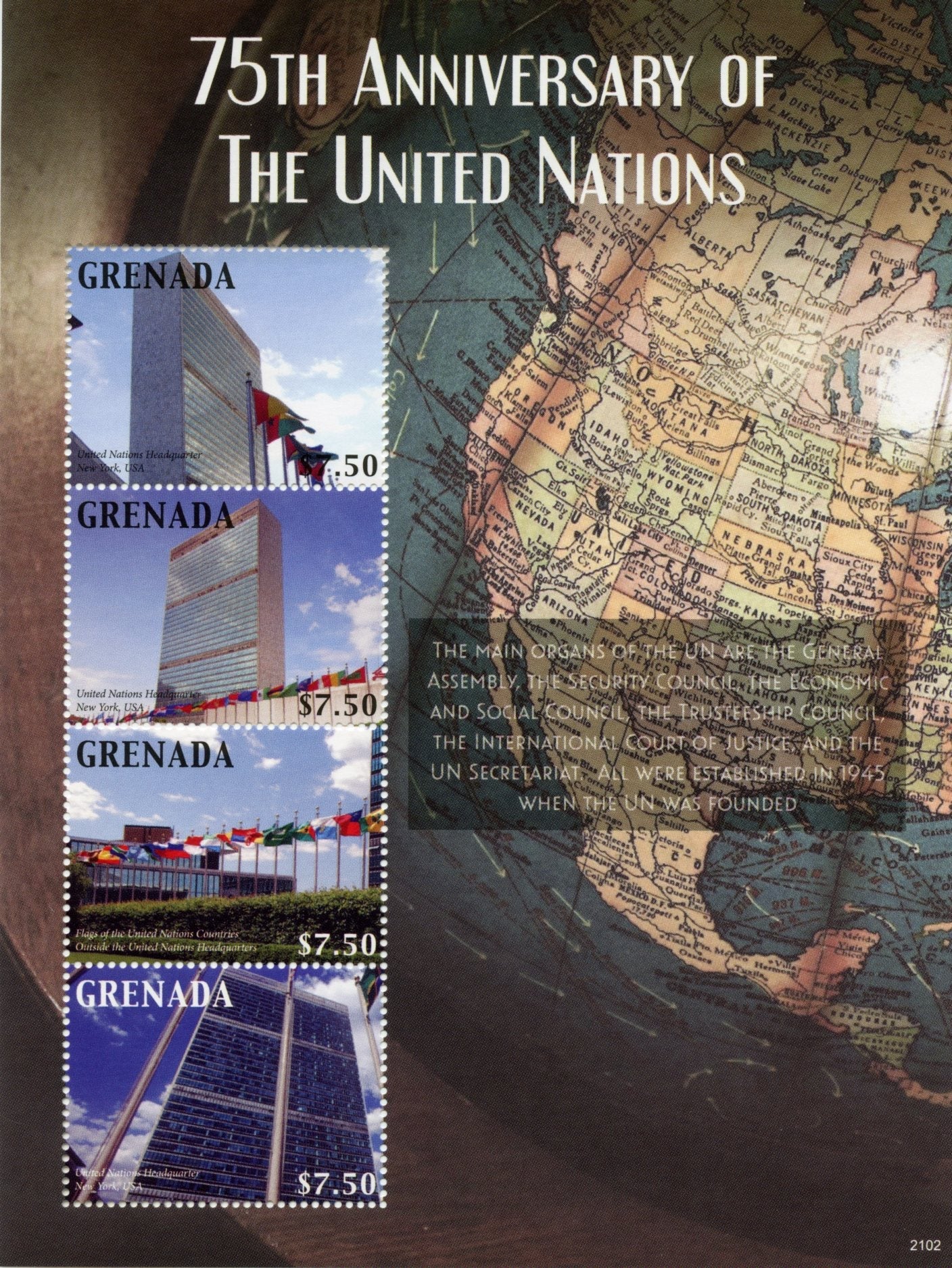 Grenada 2021 MNH Architecture Stamps United Nations UN 75 Years Skyscrapers 4v M/S