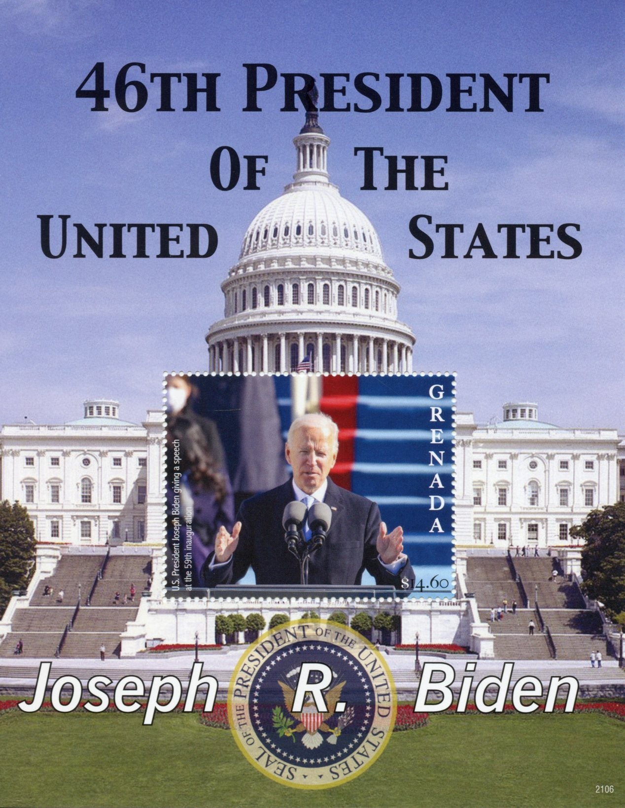 Grenada 2021 MNH Joe Biden Stamps 46th US Presidents Politicians People 1v S/S