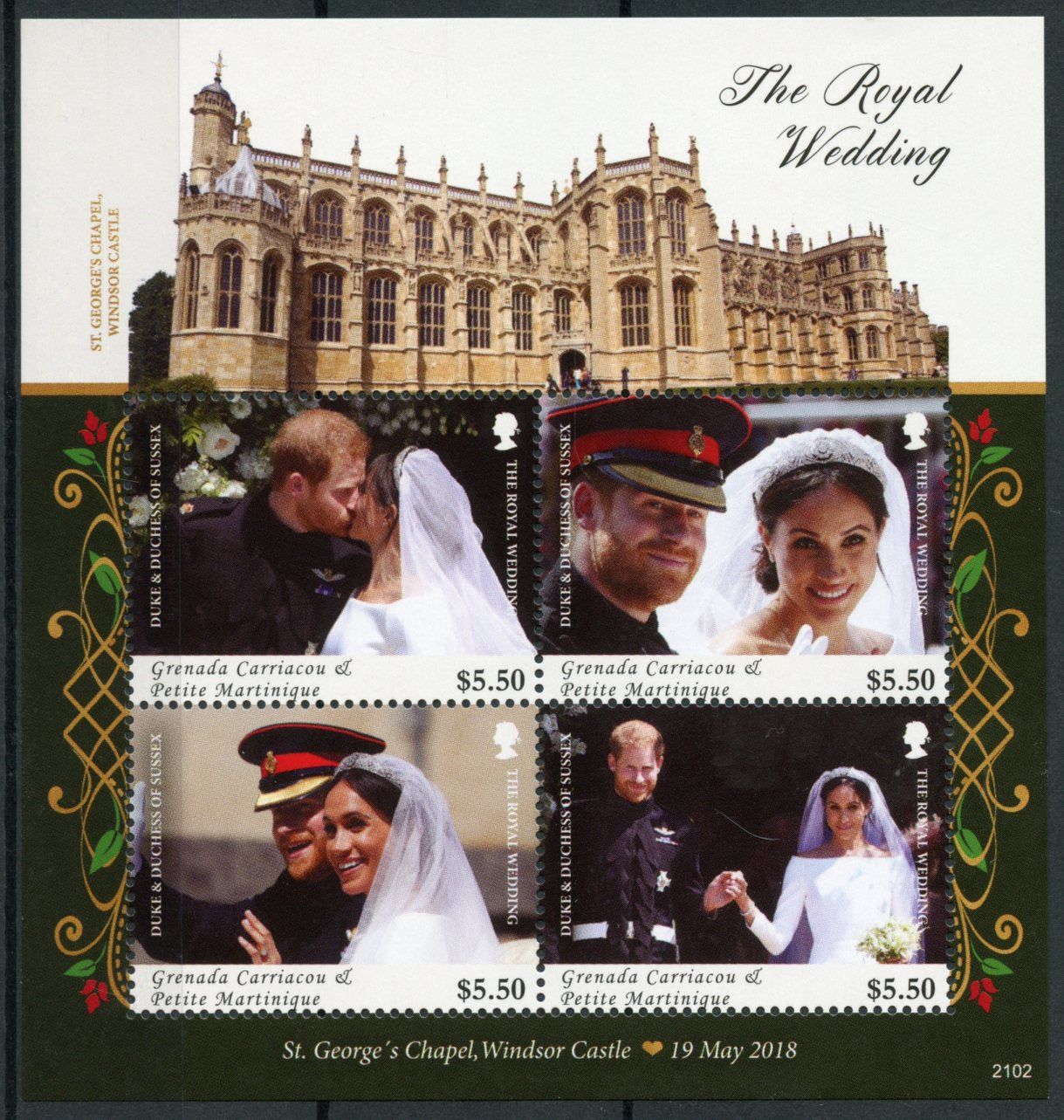 Grenadines Grenada Royalty Stamps 2021 MNH Prince Harry & Meghan Royal Wedding 2018 4v M/S