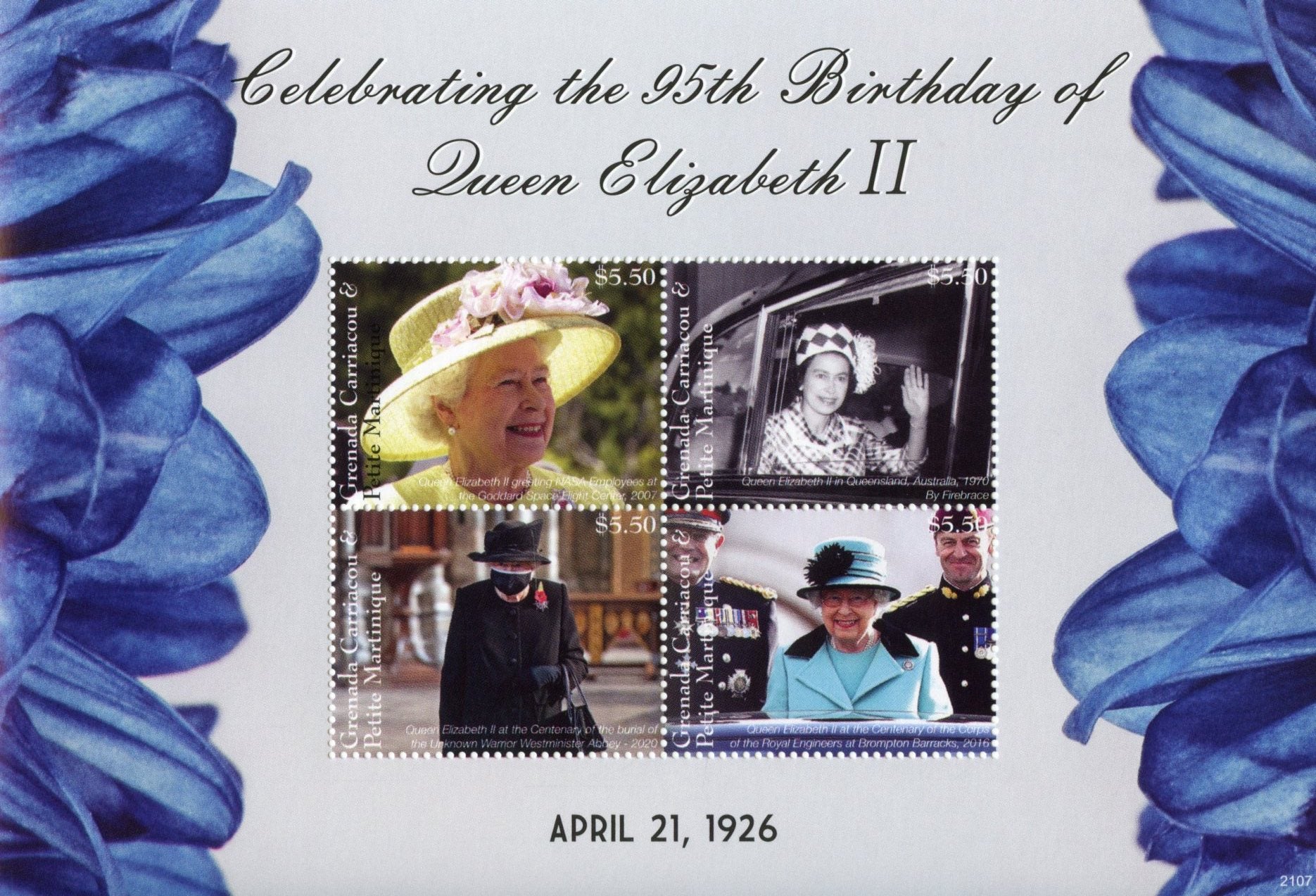 Grenadines of Grenada 2021 MNH Royalty Stamps Queen Elizabeth II 95th Birthday 4v M/S