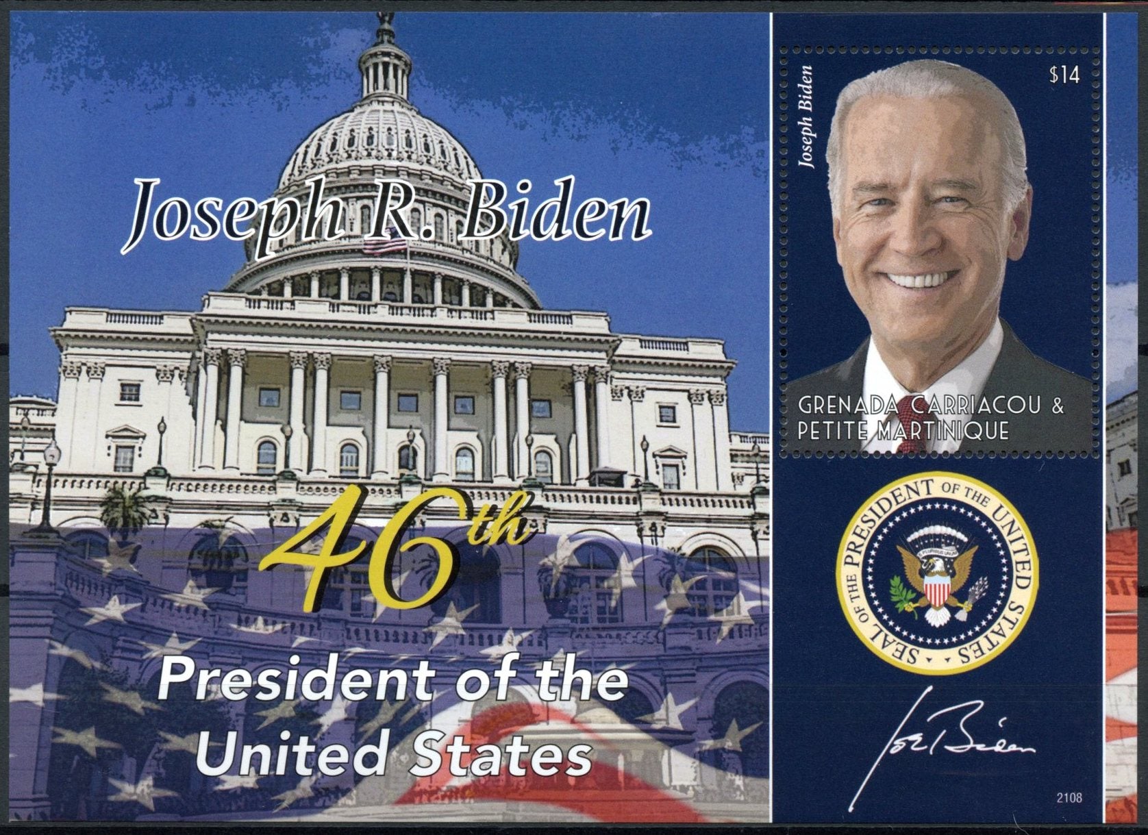 Grenadines Grenada 2021 MNH Joe Biden Stamps 46th US Presidents Politicians People 1v S/S