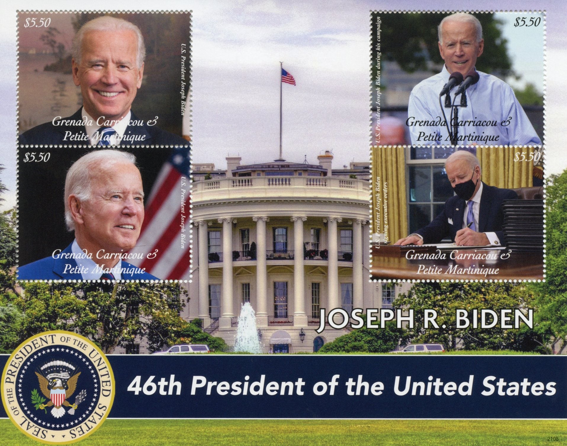 Grenadines Grenada 2021 MNH Joe Biden Stamps 46th US Presidents Politicians People 4v M/S