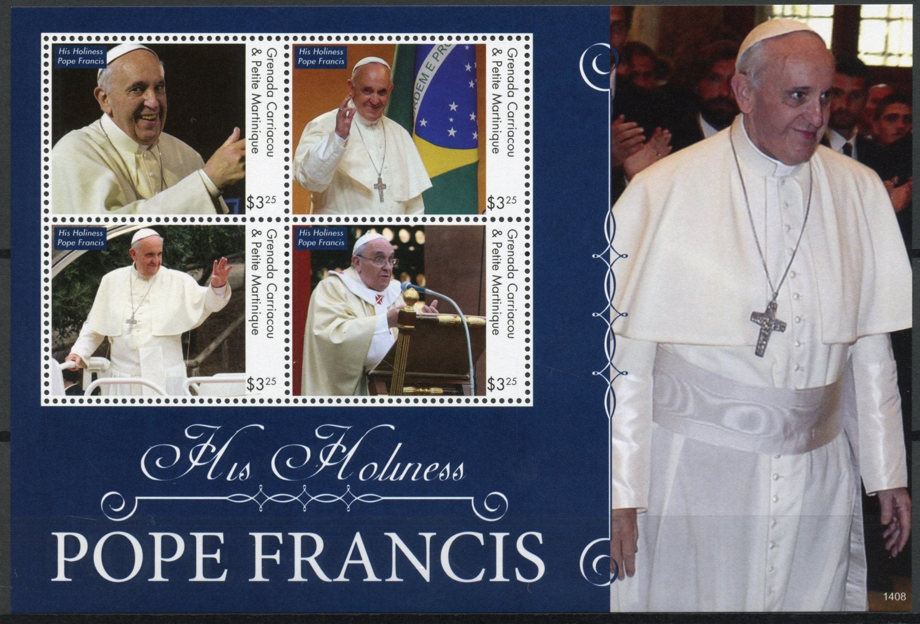 Grenada Grenadines 2014 MNH His Holiness Pope Francis 4v M/S II Popes