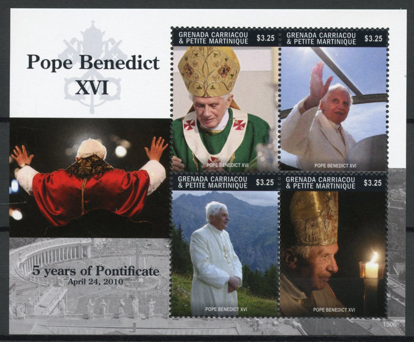 Grenadines Grenada 2015 MNH Pope Benedict XVI 5 Years Pontificate 4v M/S Popes