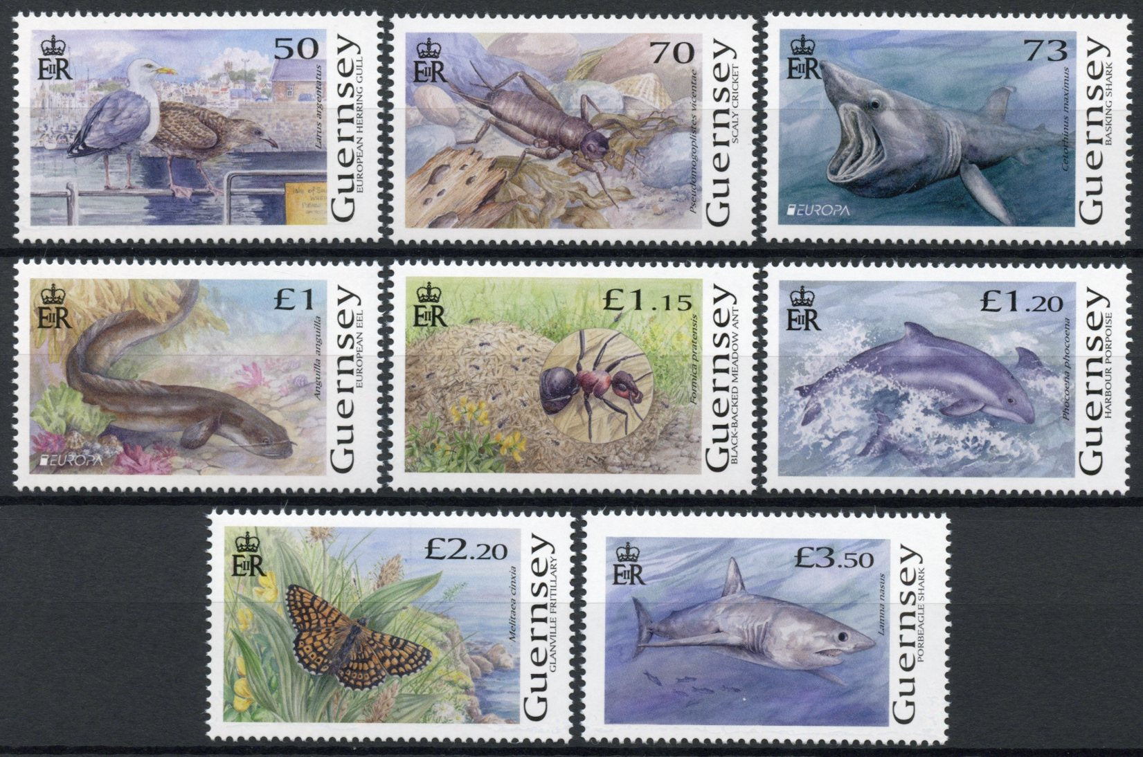 Guernsey 2021 MNH Europa Stamps Endangered Natl Wildlife Sharks Butterflies Birds 8v Set