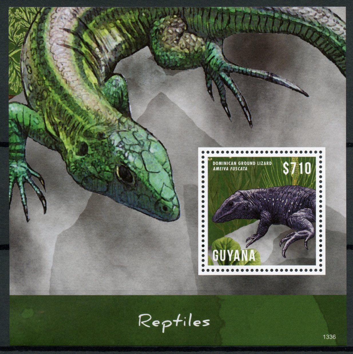 Guyana 2013 MNH Reptiles Stamps Dominican Ground Lizard Lizards 1v S/S